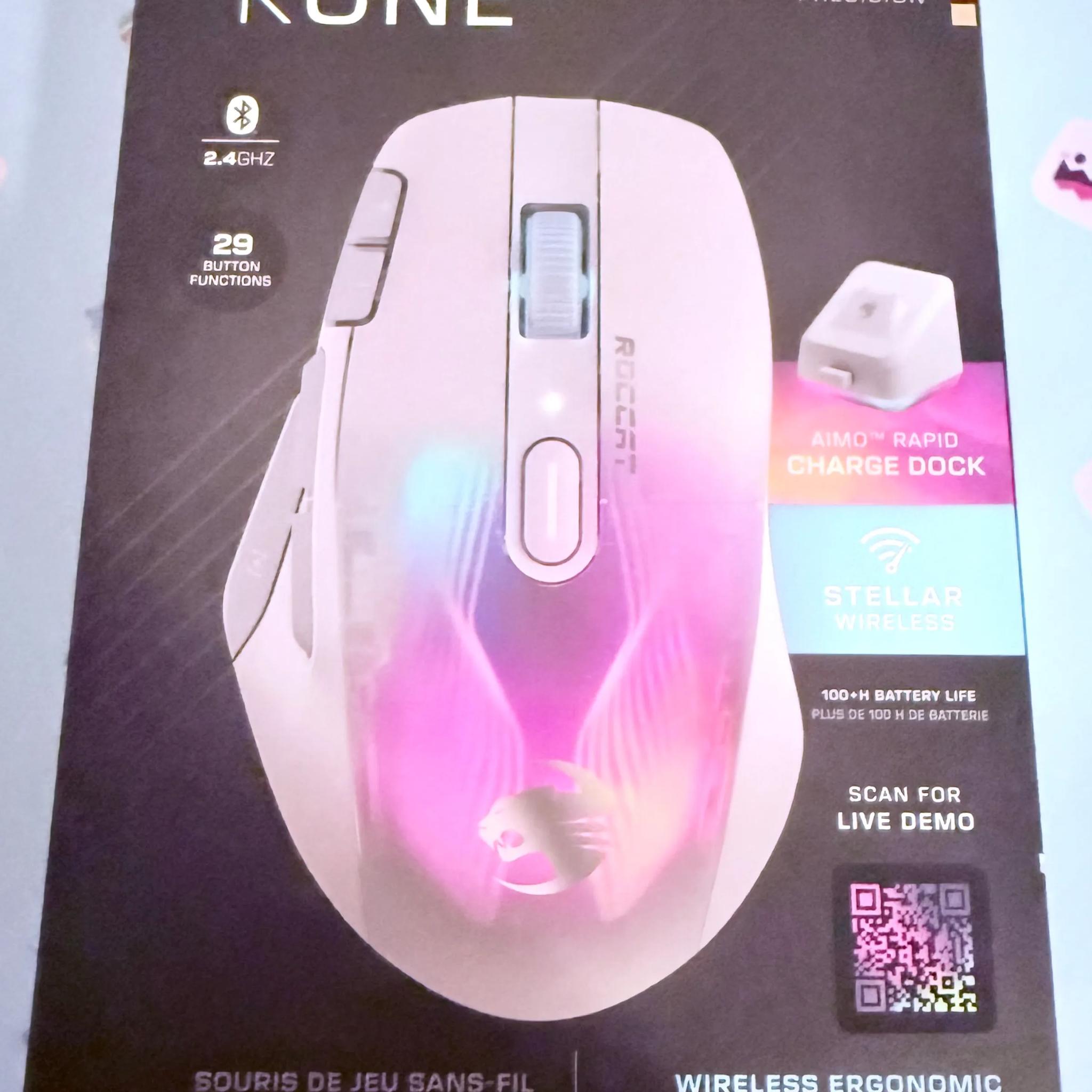 BNIB ROCCAT Kone XP Air – Wireless Customizable Ergonomic RGB Gaming Mouse - White