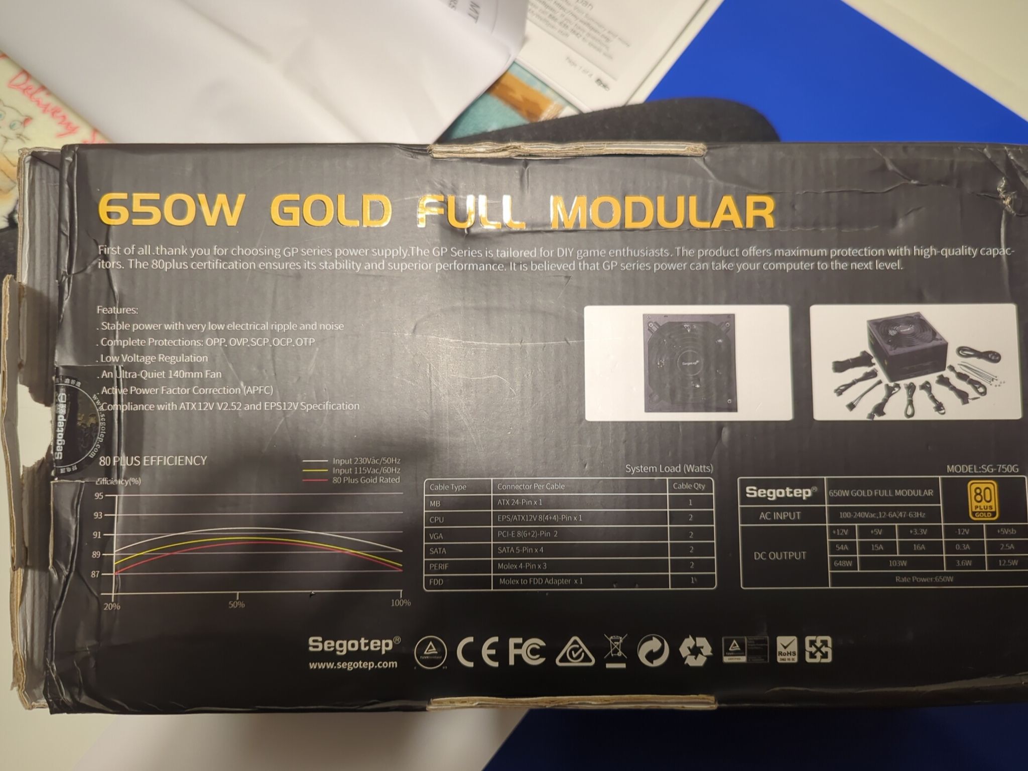 Segotep 650w 80Plus Gold Fully Modular PSU.