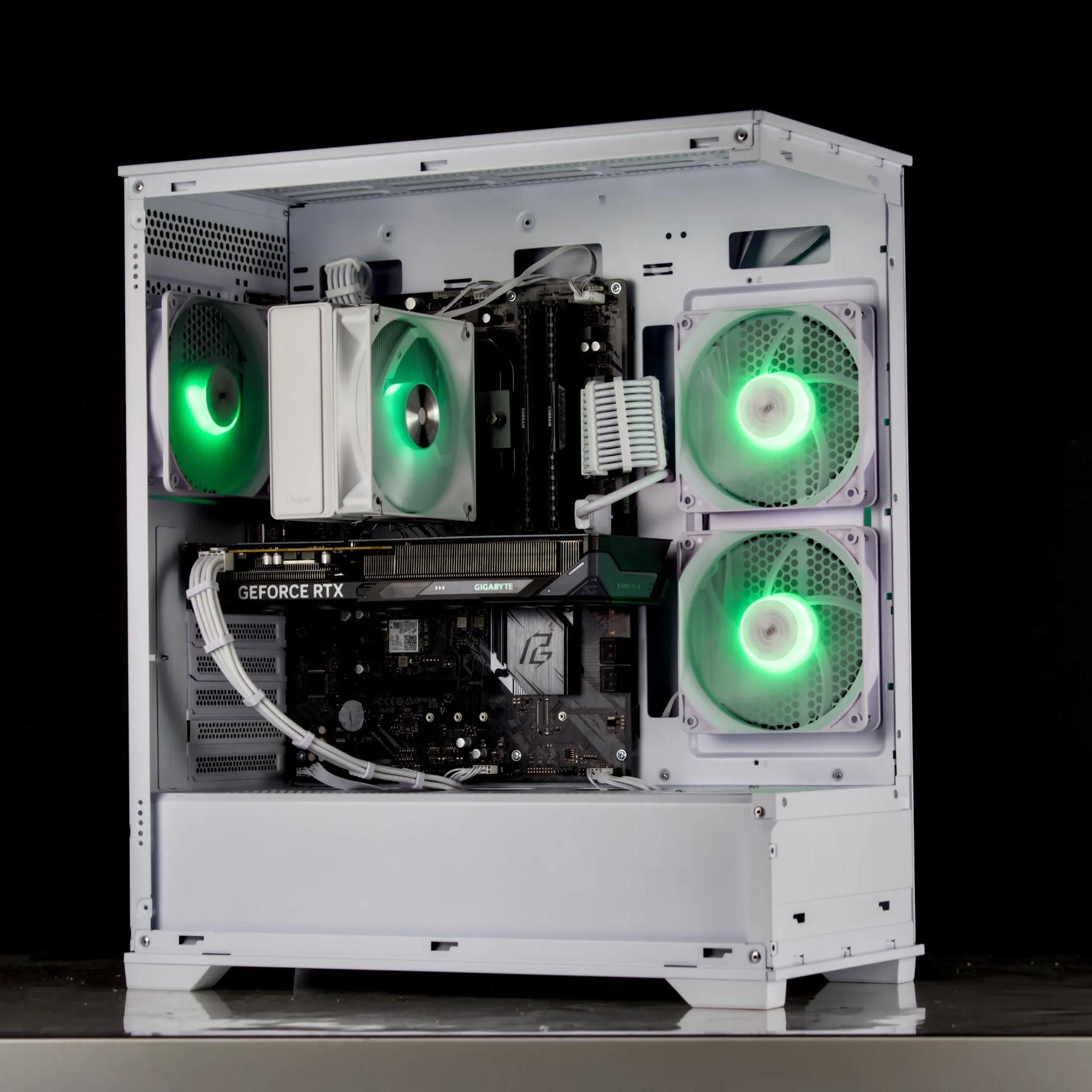 Clean White Gaming PC – RTX 5060, Ryzen 5 5600X, 32GB, 1TB SSD - RGB, WiFi, BlueTooth