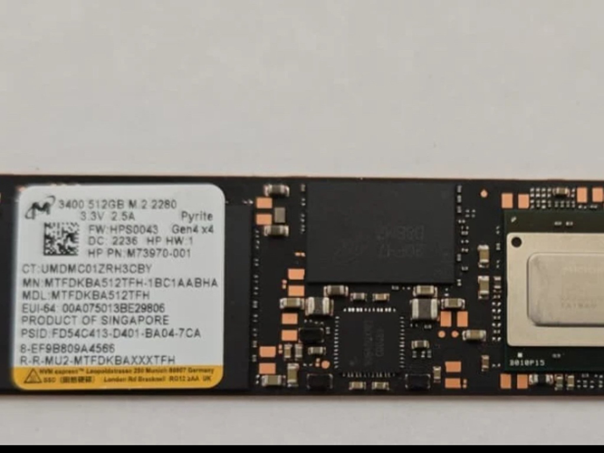 Micron M.2 NVMe Gen4x4 512GB SSD