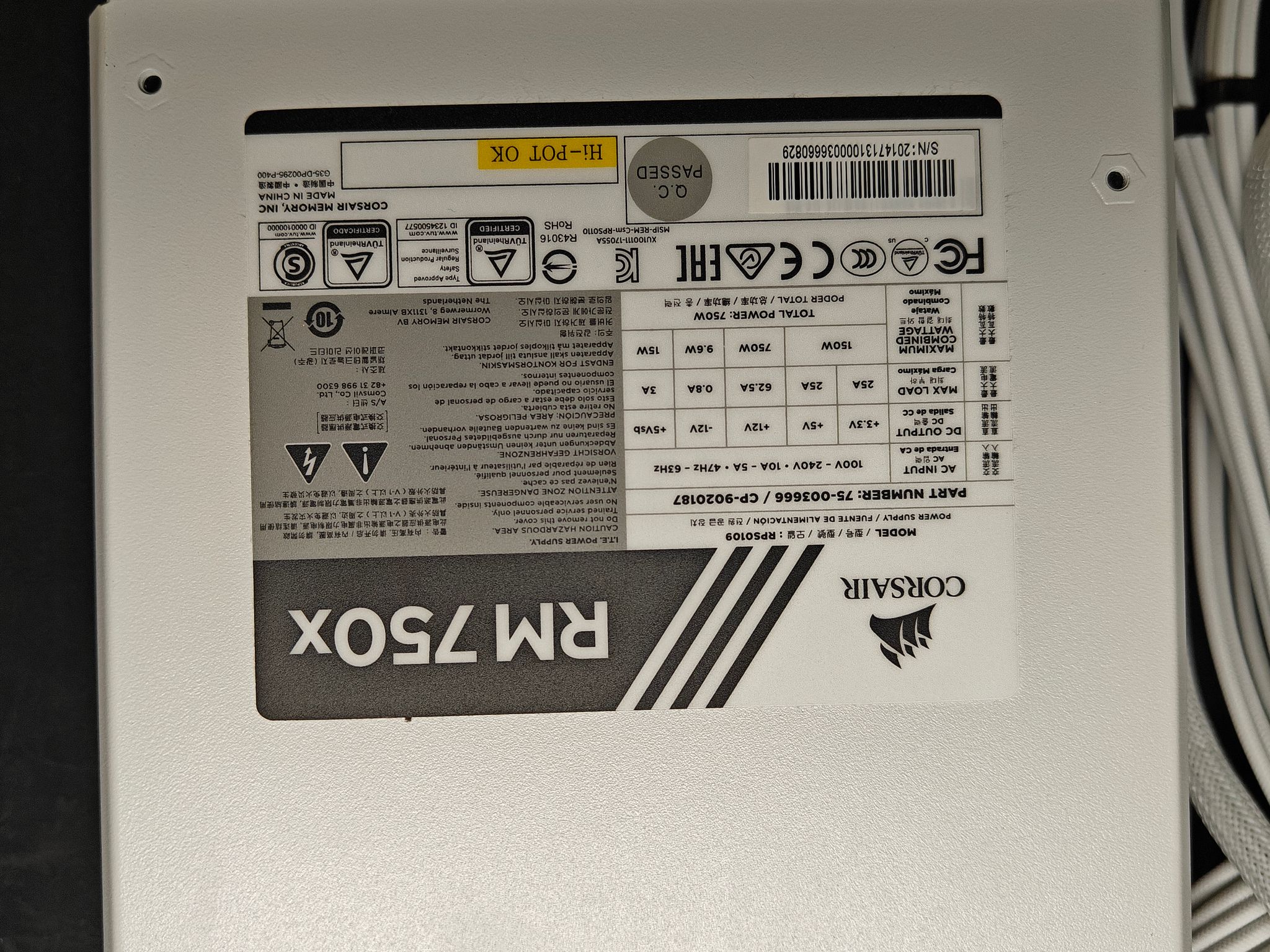 Corsair RM750x 750W 80 Plus Gold Fully Modular Power Supply W/ Cable Extensions