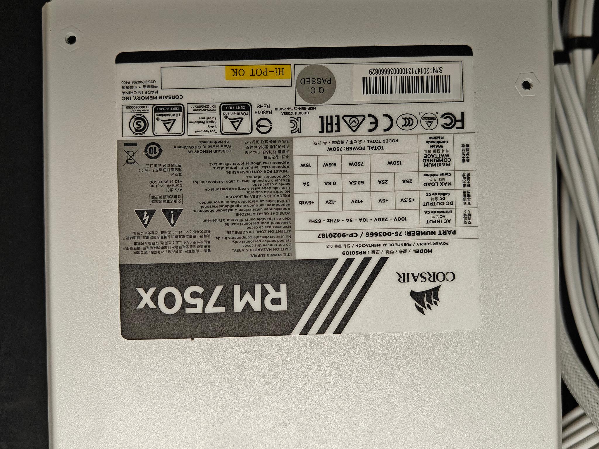 Corsair RM750x 750W 80 Plus Gold Fully Modular Power Supply W/ Cable Extensions