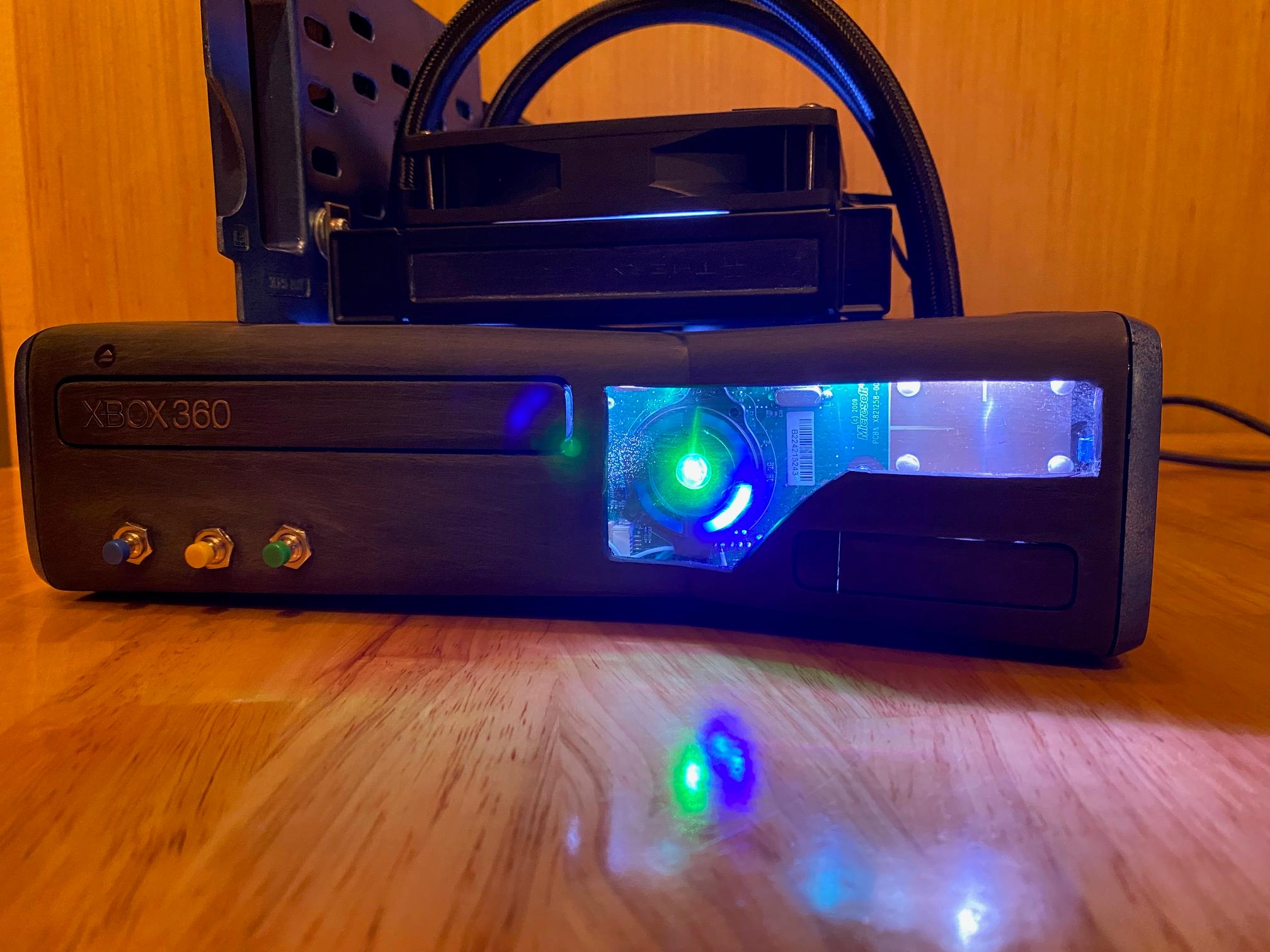 Custom RGH3 Xbox 360 slim | Liquid cooled | 2 TB | ARGB lighting | with Kinect