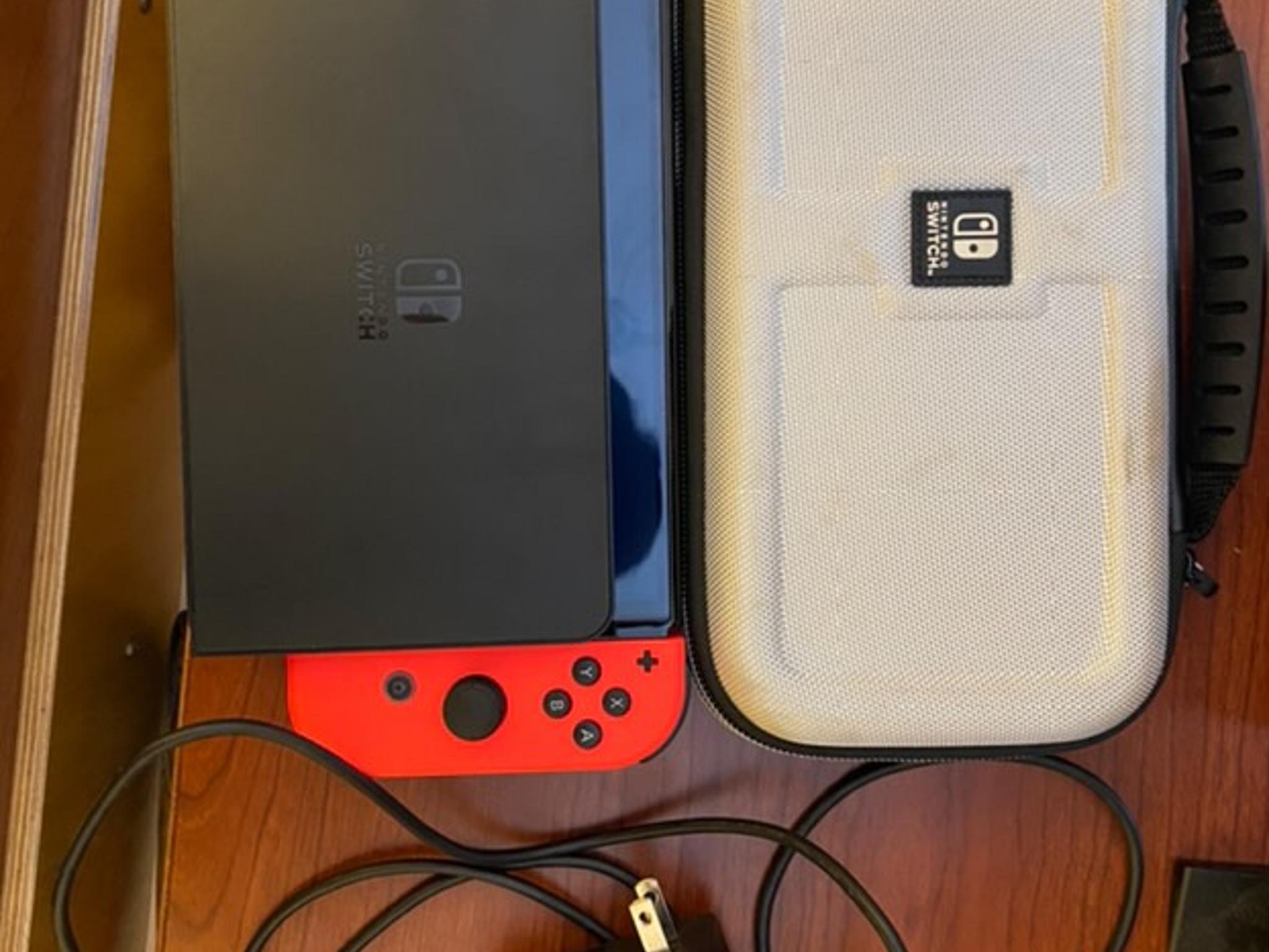 Nintendo Switch System OLED with Neon Blue Red Joy-Con