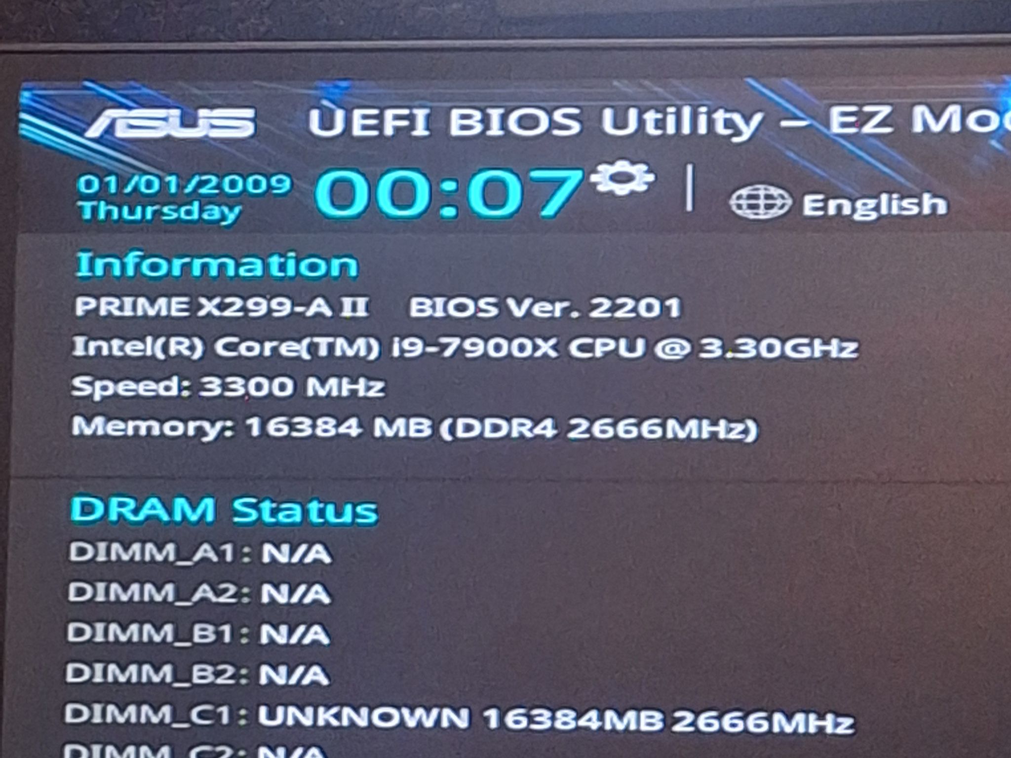 ASUS Prime X299-A II with I9 7900X