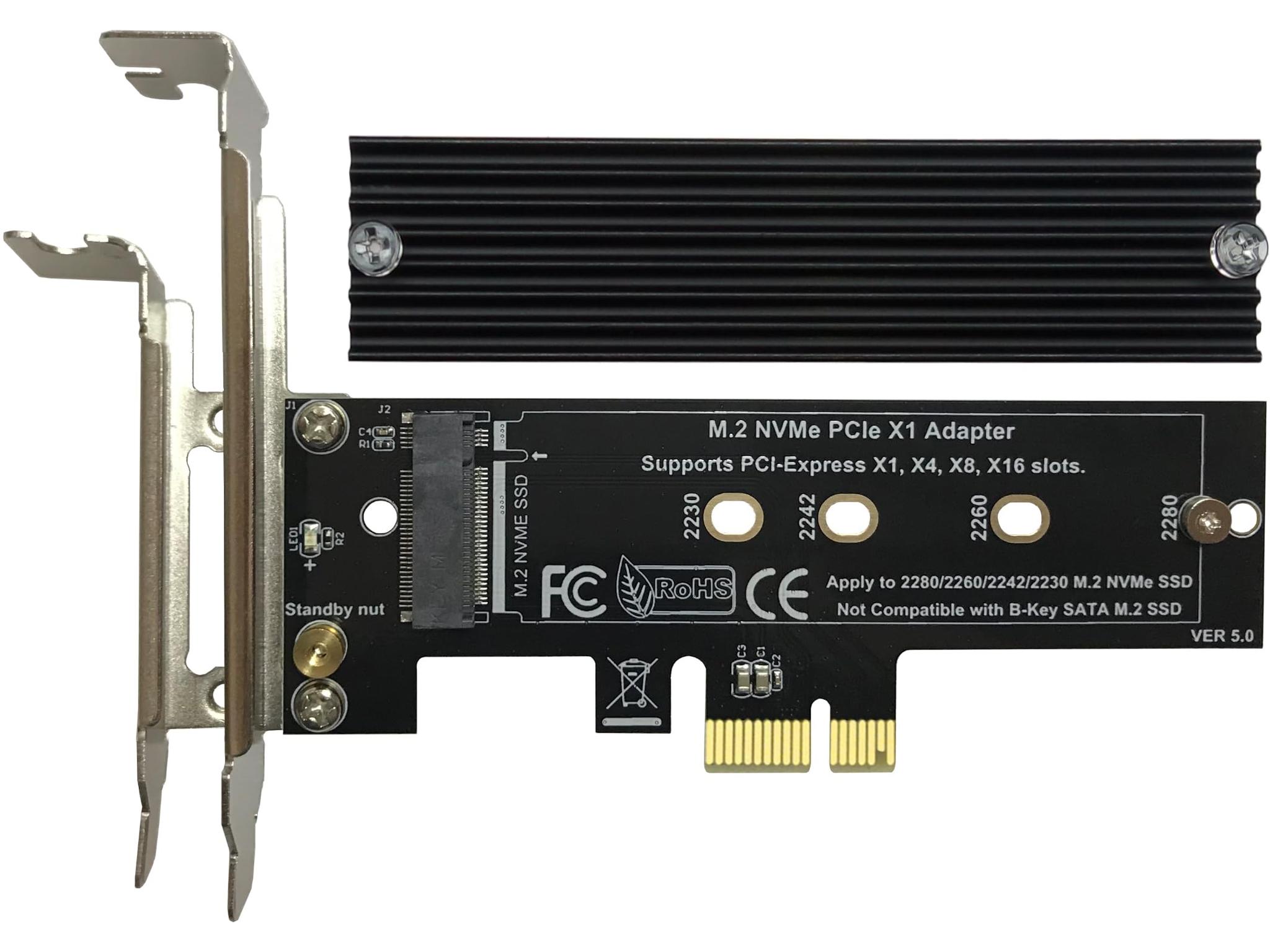 M.2 NVME to PCIe 3.0/4.0 x4 Adapter NVME/AHCI SSD to PCIe Expansion Card with Aluminum Heatsink