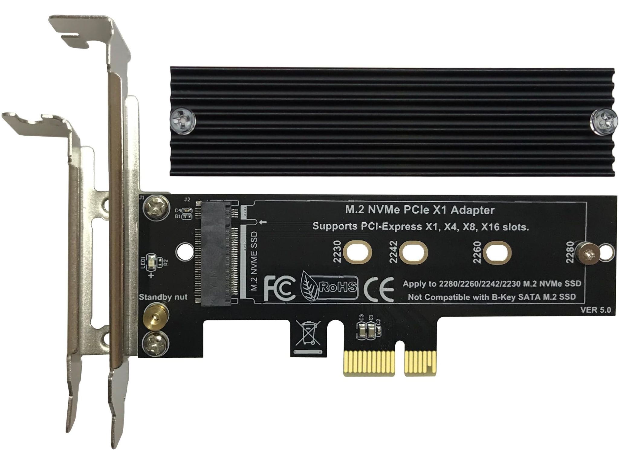 M.2 NVME to PCIe 3.0/4.0 x4 Adapter NVME/AHCI SSD to PCIe Expansion Card with Aluminum Heatsink