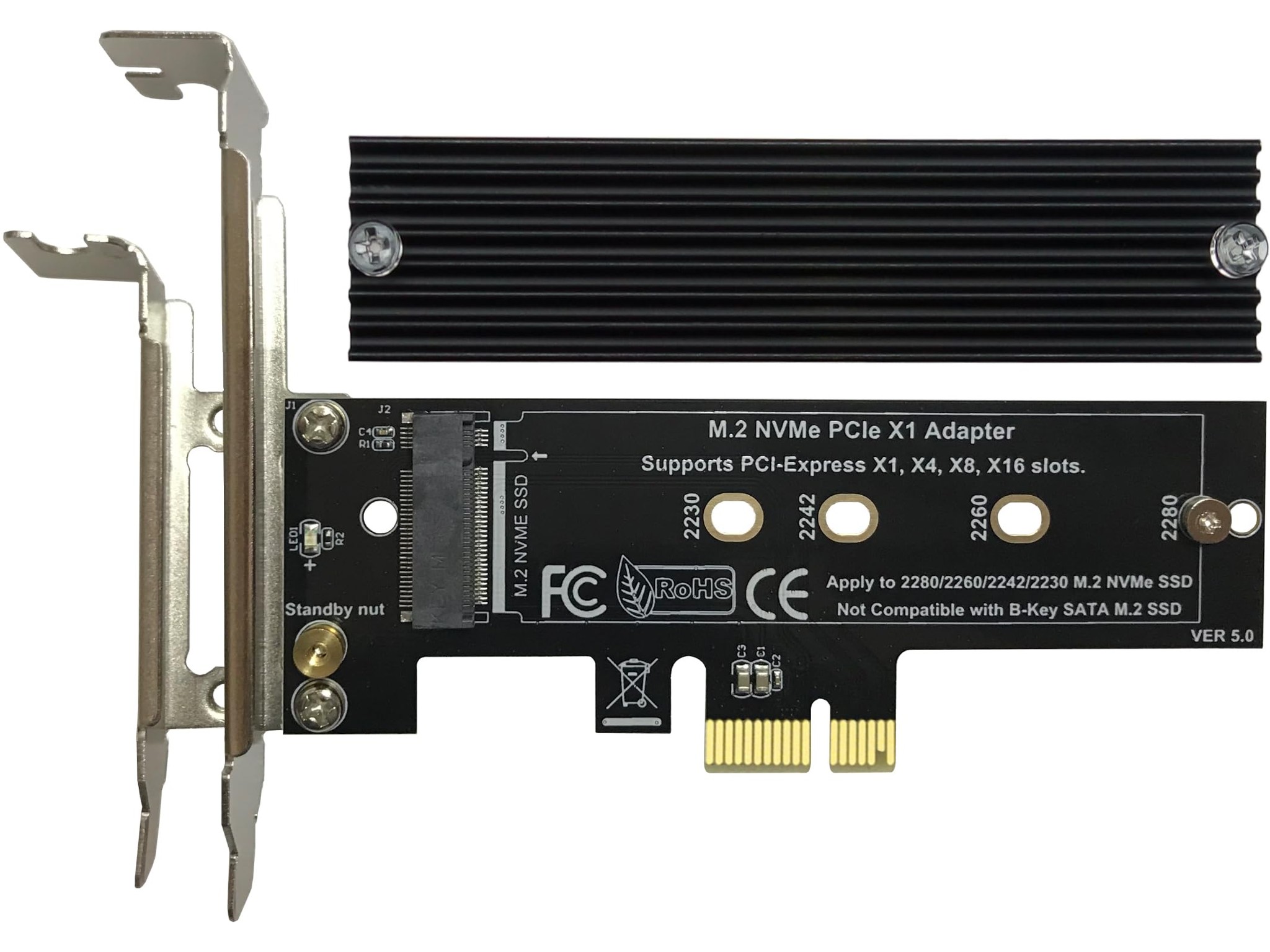 M.2 NVME to PCIe 3.0/4.0 x4 Adapter NVME/AHCI SSD to PCIe Expansion Card with Aluminum Heatsink