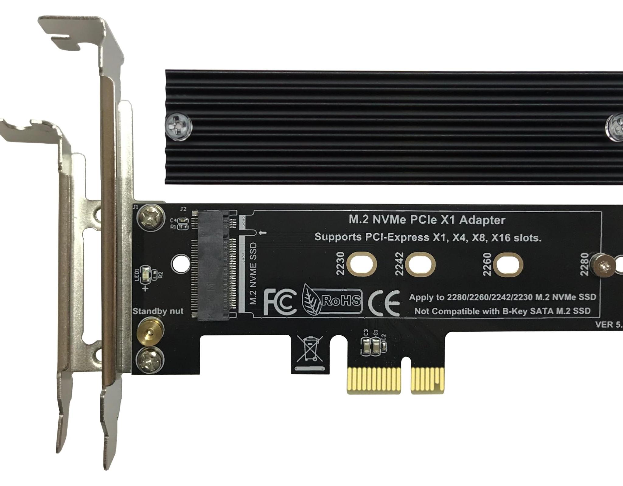 M.2 NVME to PCIe 3.0/4.0 x4 Adapter NVME/AHCI SSD to PCIe Expansion Card with Aluminum Heatsink