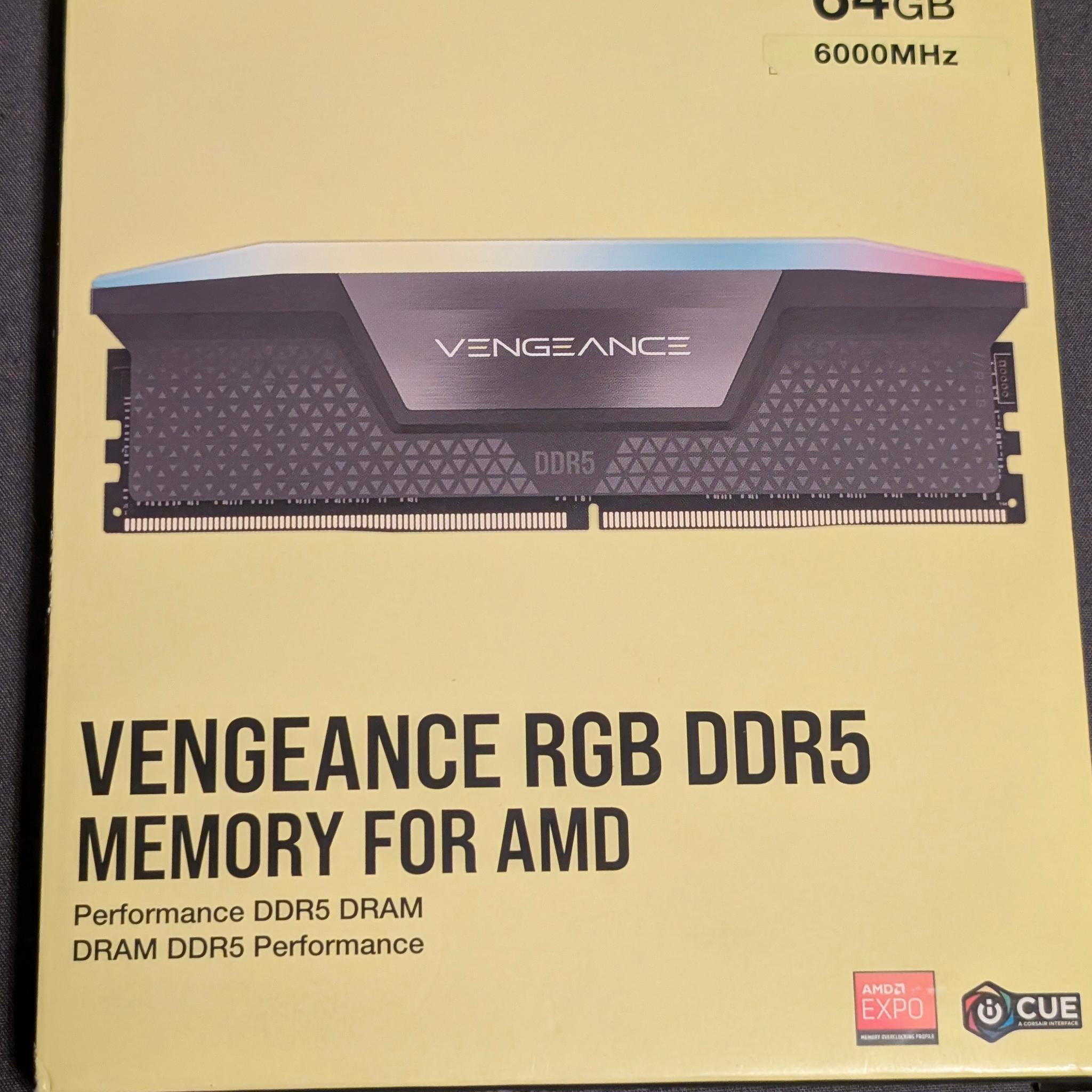 Vengeance RGB DDR5 Memory for AMD 64GB 6000Mhz CL30