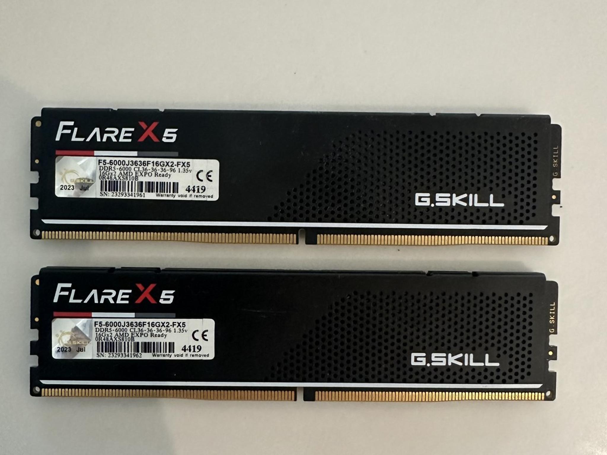 G.SKILL Flare X5 32GB (2x16GB) DDR5-6000 CL36 AMD EXPO RAM F5-6000J3636F16GX2-FX5