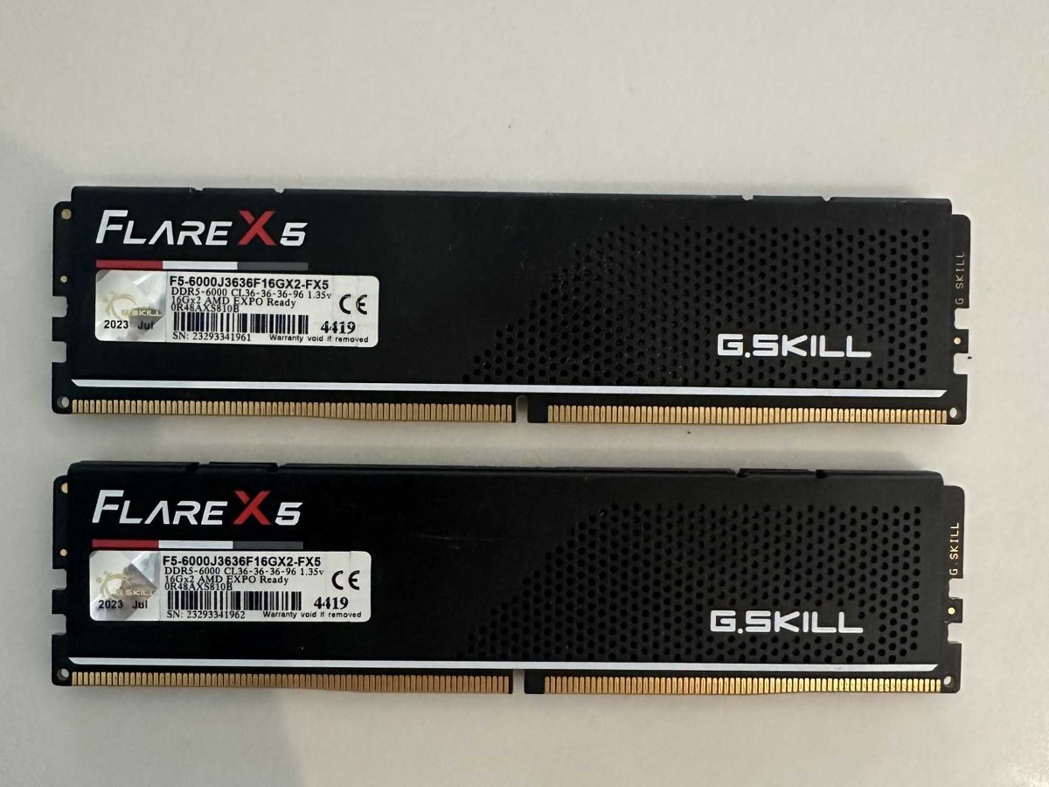 G.SKILL Flare X5 32GB (2x16GB) DDR5-6000 CL36 AMD EXPO RAM F5-6000J3636F16GX2-FX5