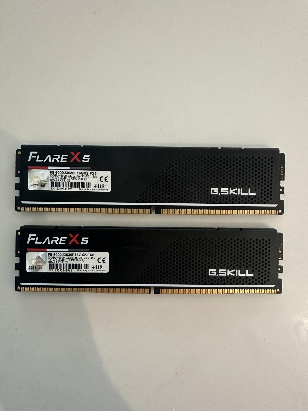 G.SKILL Flare X5 32GB (2x16GB) DDR5-6000 CL36 AMD EXPO RAM F5-6000J3636F16GX2-FX5