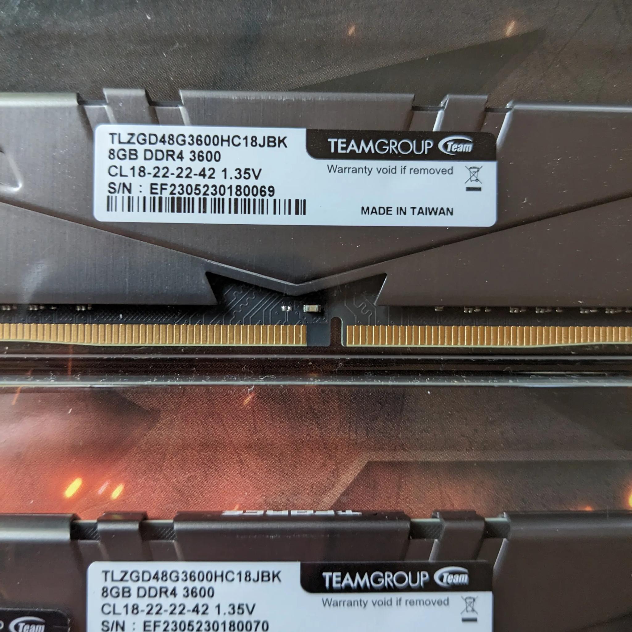 Brand New in Box DDR4 3600 CL18 16GB Kit (2x8GB) from Teamgroup