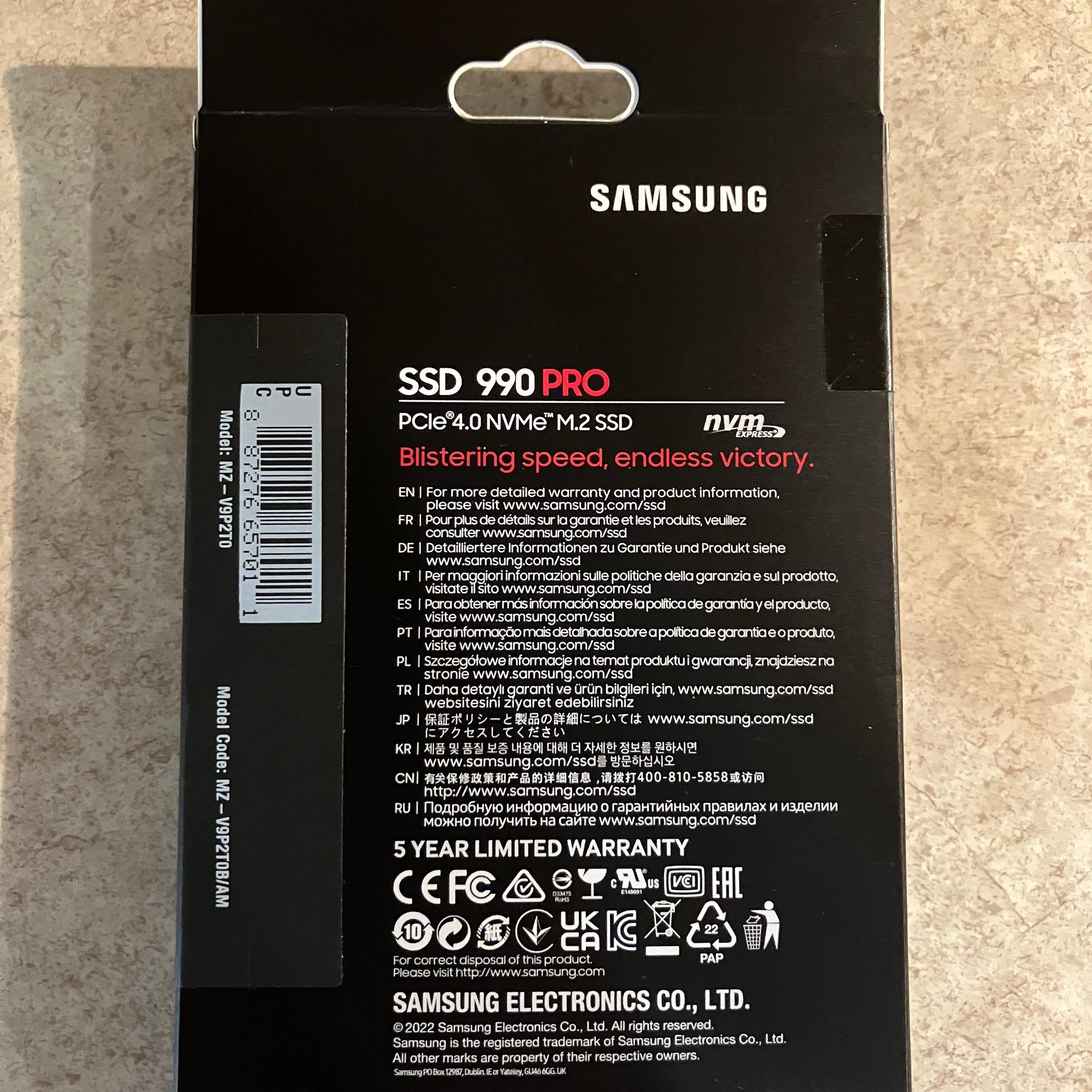 Samsung 990 PRO 2TB NVME SSD