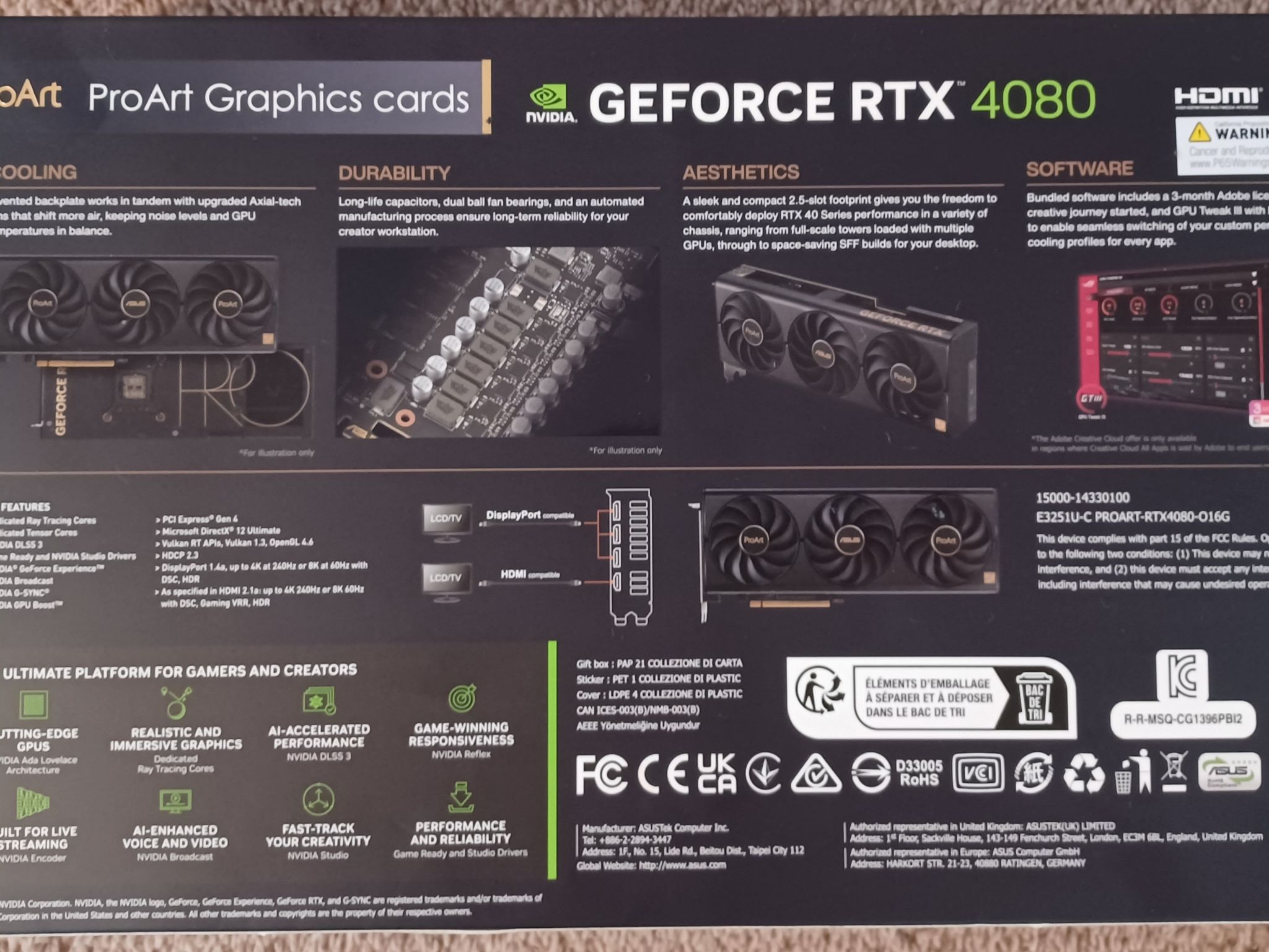 ASUS ProArt NVIDIA GeForce RTX 4080 OC GDDR6X 16GB NEW