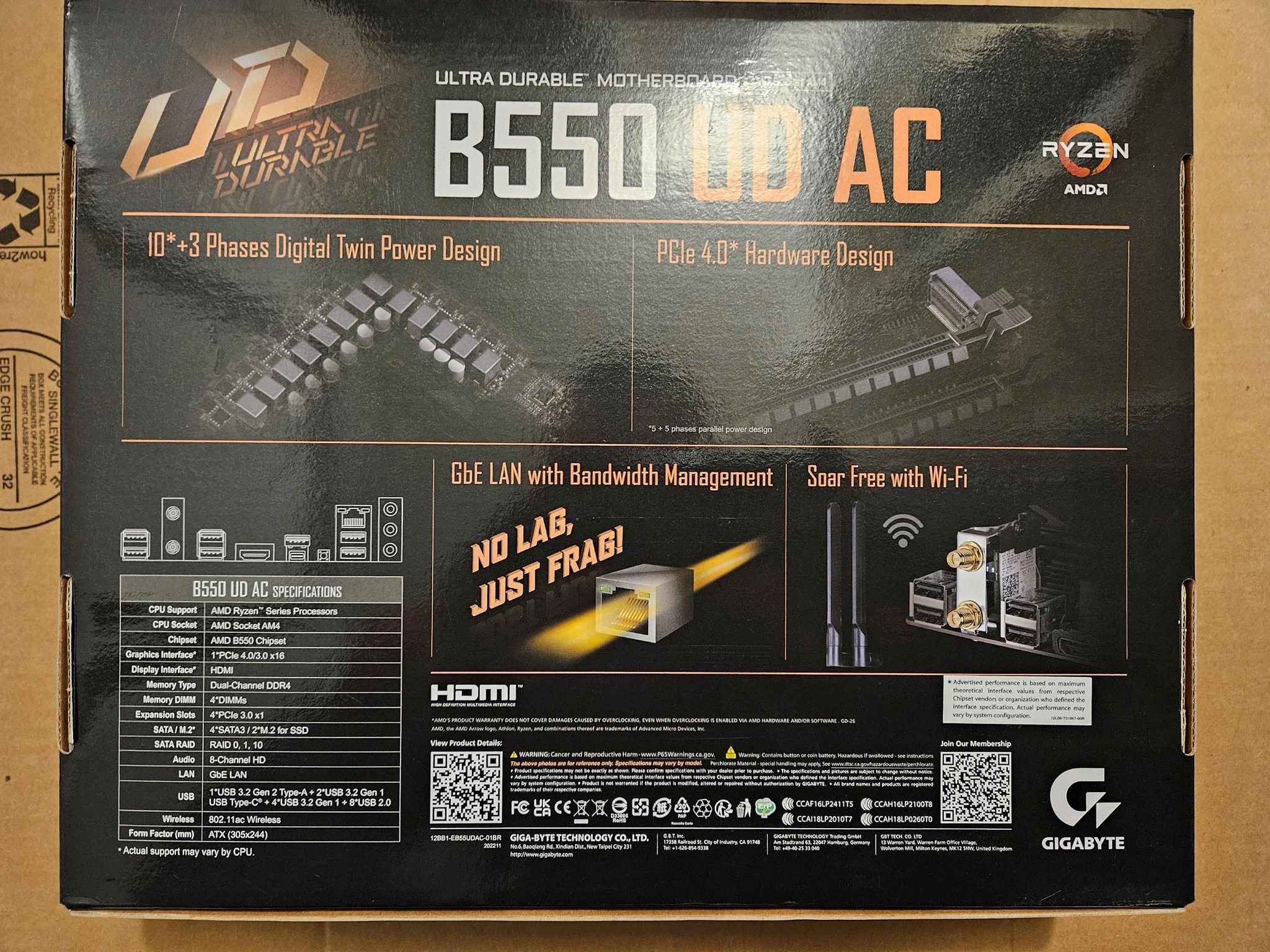 Gigabyte B550 UC AD Wifi AM4 - New