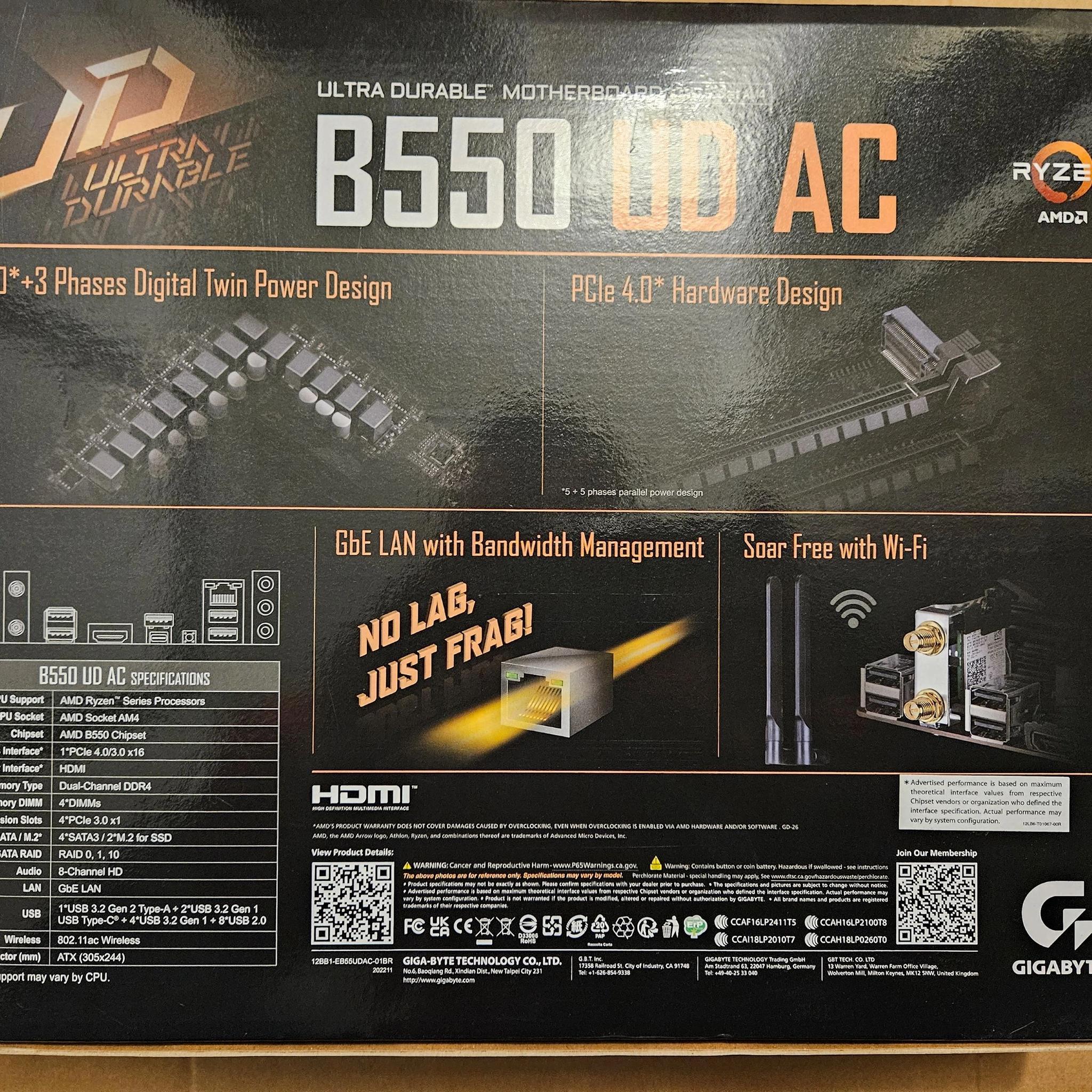 Gigabyte B550 UC AD Wifi AM4 - New