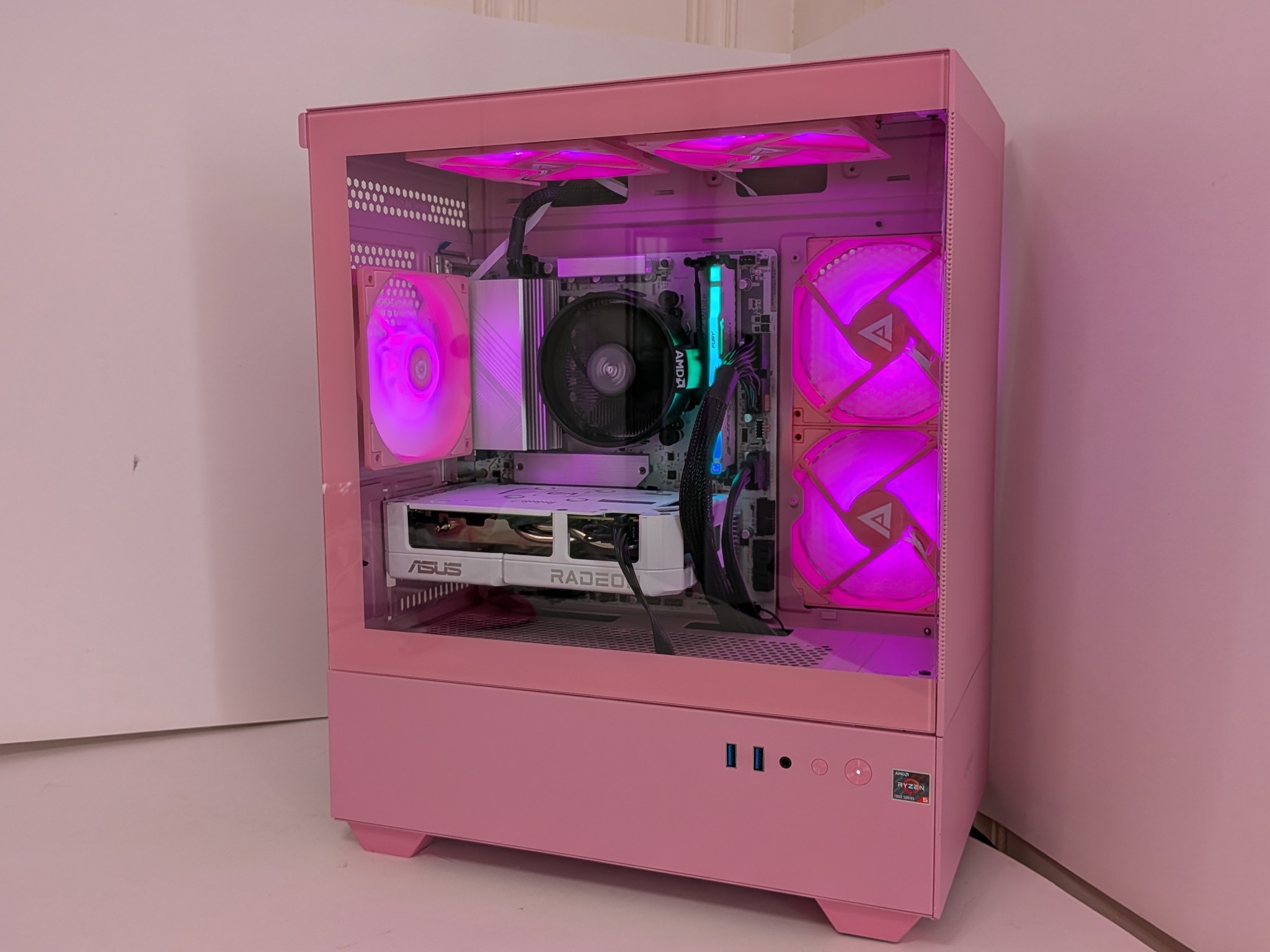 Brand New Build ALL AMD AM5 Custom Gaming PC Pink RGB