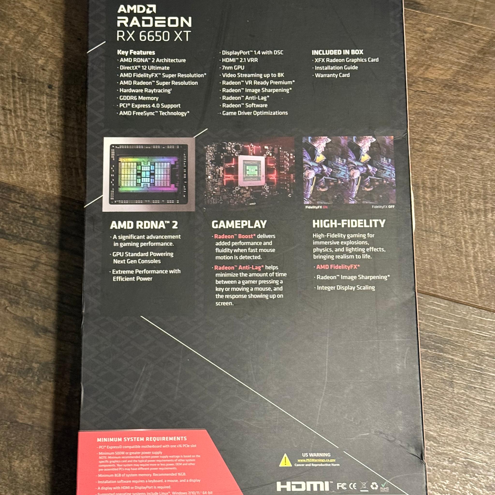 Used w/box - XFX Speedster Swift 210 AMD Radeon RX 6650 XT 8GB DDR6 Graphics Card