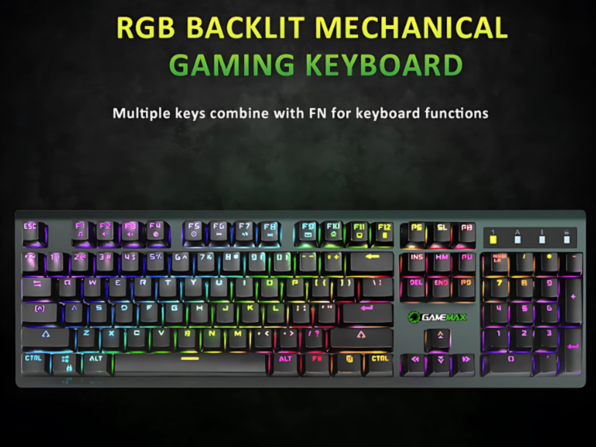 K801 Mechanical Gaming Keyboard – RGB Backlit, Blue Switches, Anti-Ghosting, Full-Size 104 Keys