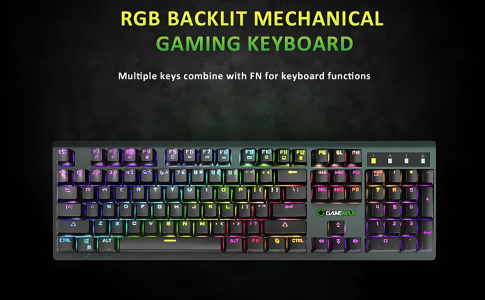 K801 Mechanical Gaming Keyboard – RGB Backlit, Blue Switches, Anti-Ghosting, Full-Size 104 Keys