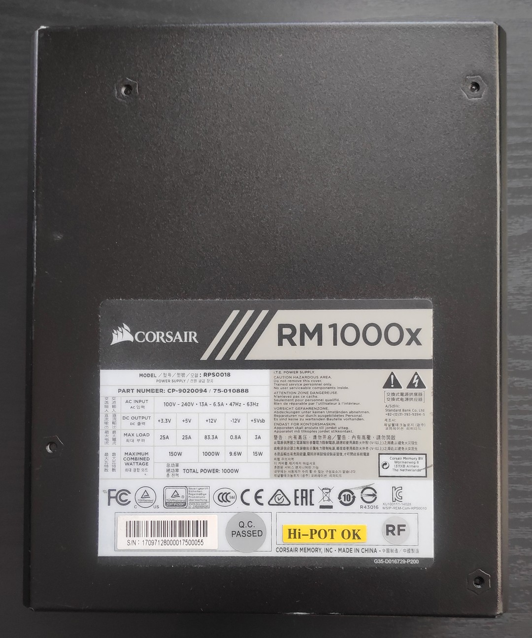 CORSAIR RMx Series, RM1000x, 1000 Watt 80 PLUS Gold Certified Fully ...