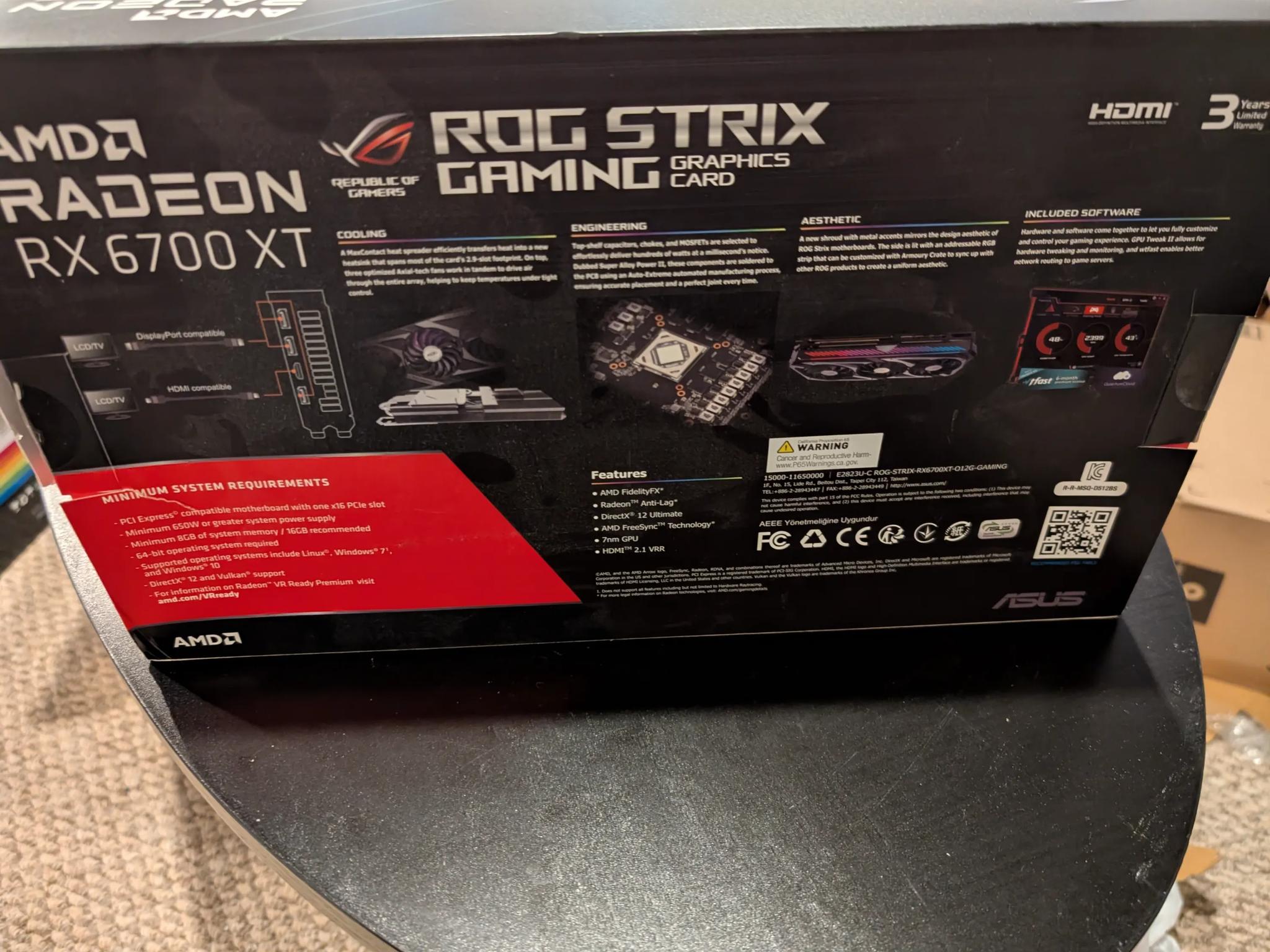 ROG STRIX GAMING AMD Radeon RX 6700 XT (Lightly Used)