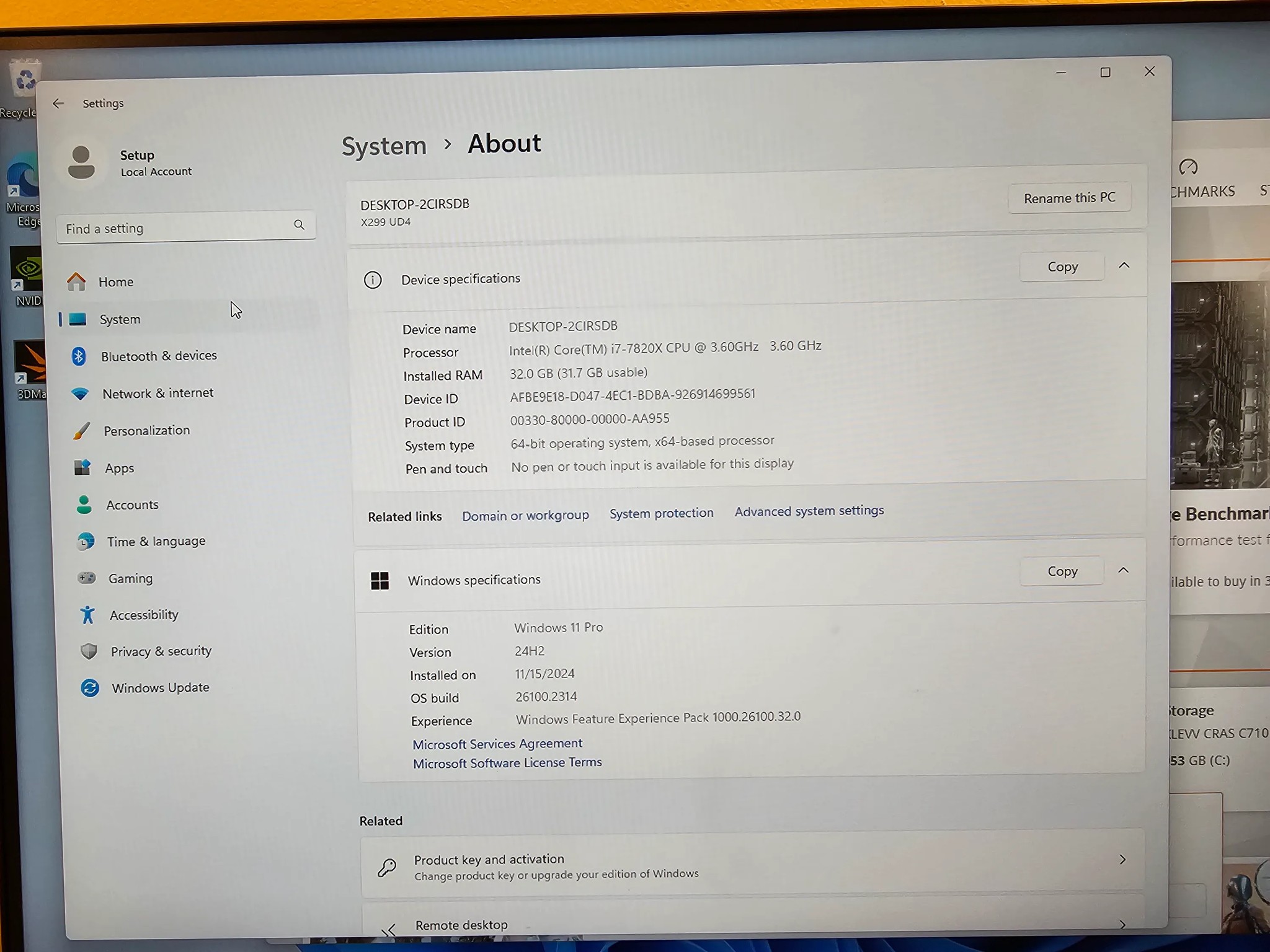 Custom Gaming PC I7-7820x RTX 2070 Super