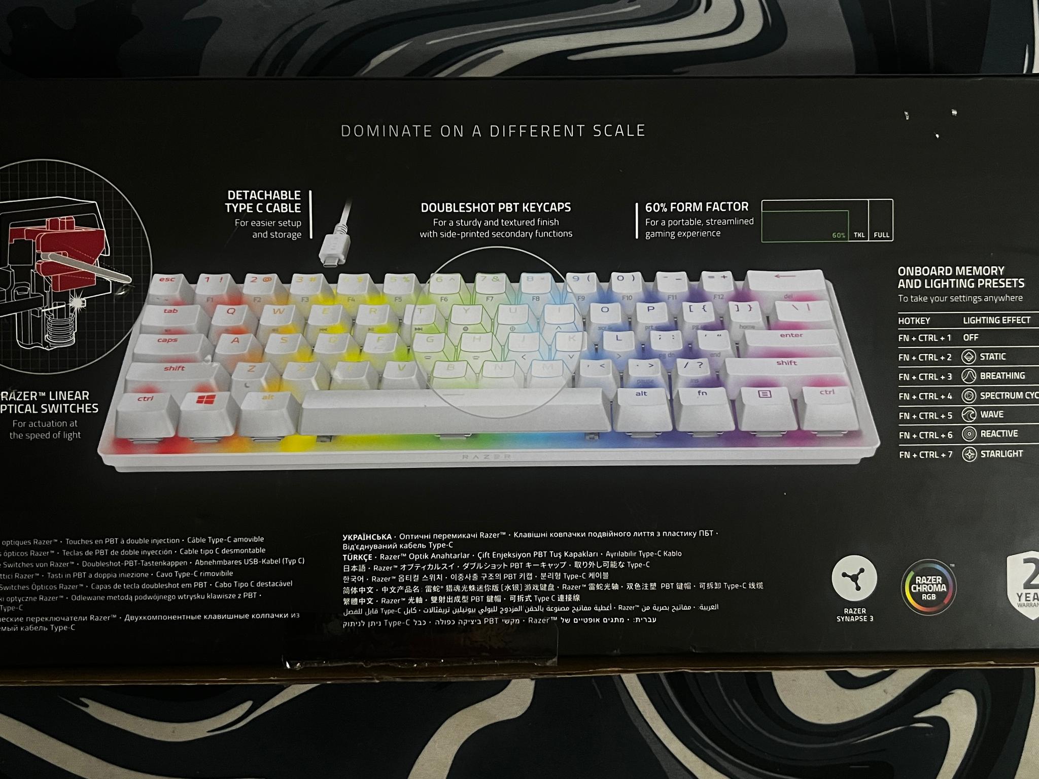 Razer Huntsman Mini Mercury White 60% Optical Keyboard – Foam Mod – Clean