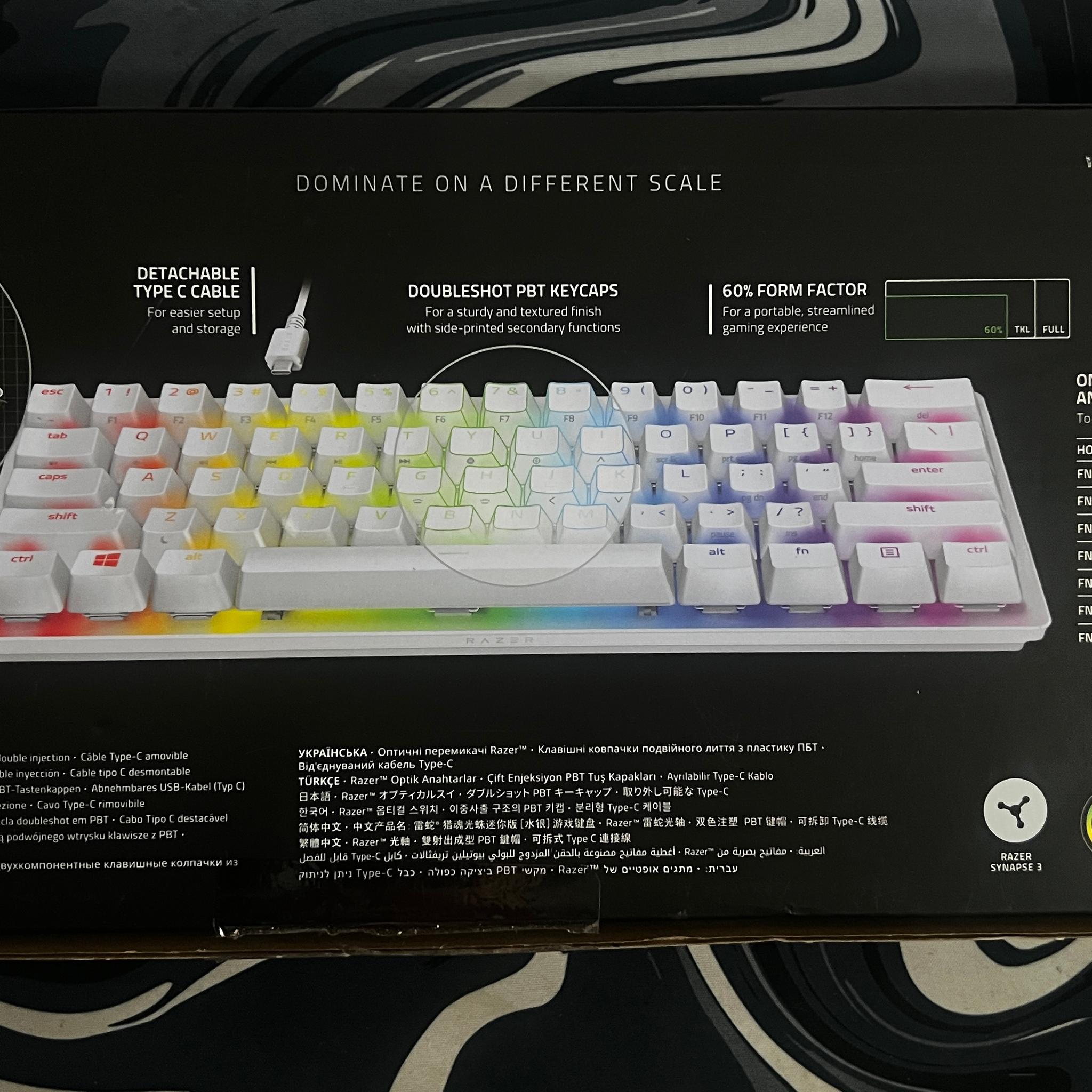Razer Huntsman Mini Mercury White 60% Optical Keyboard – Foam Mod – Clean