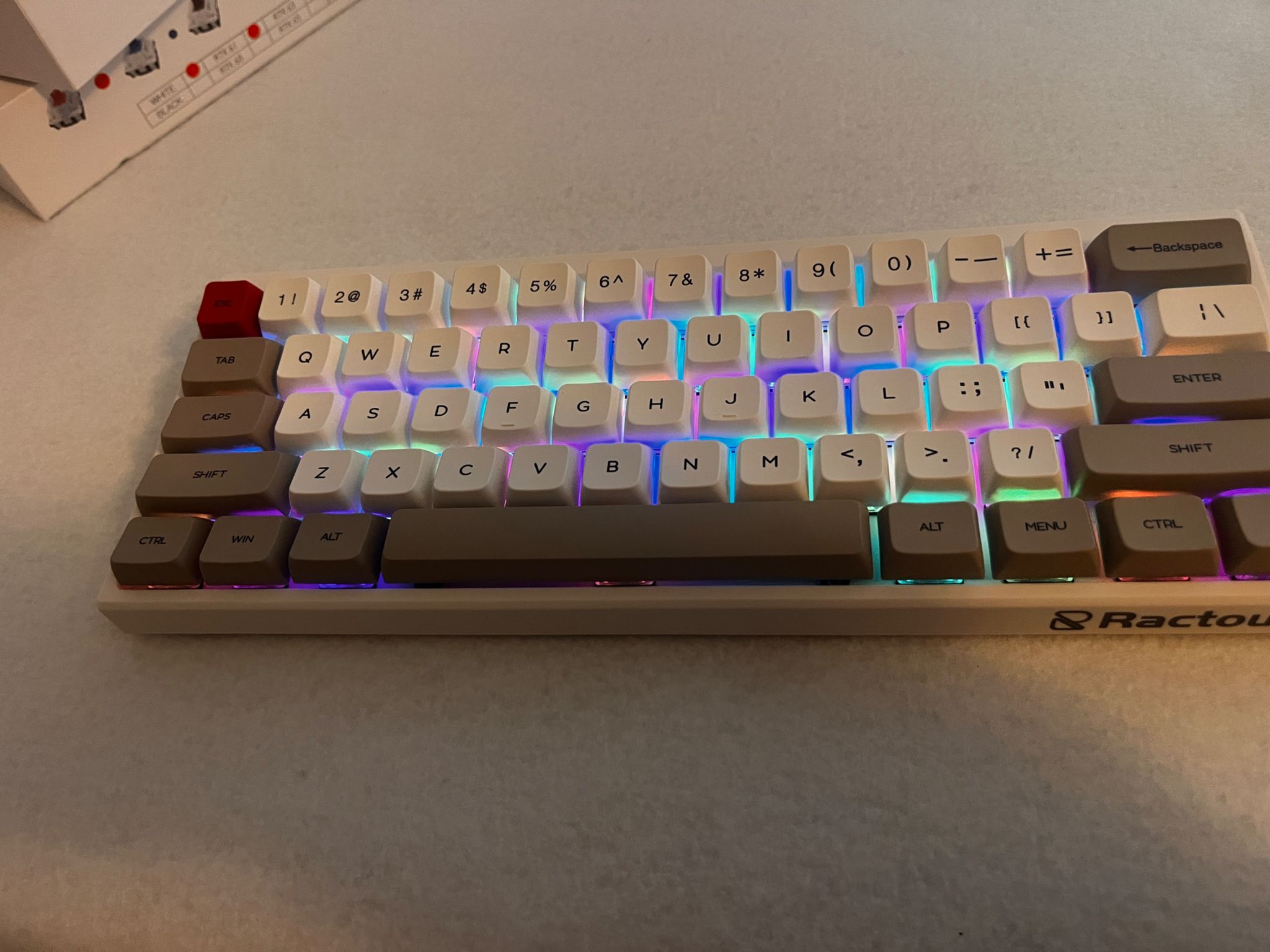 Ractous Design gaming keyboard Blue Optical switches.