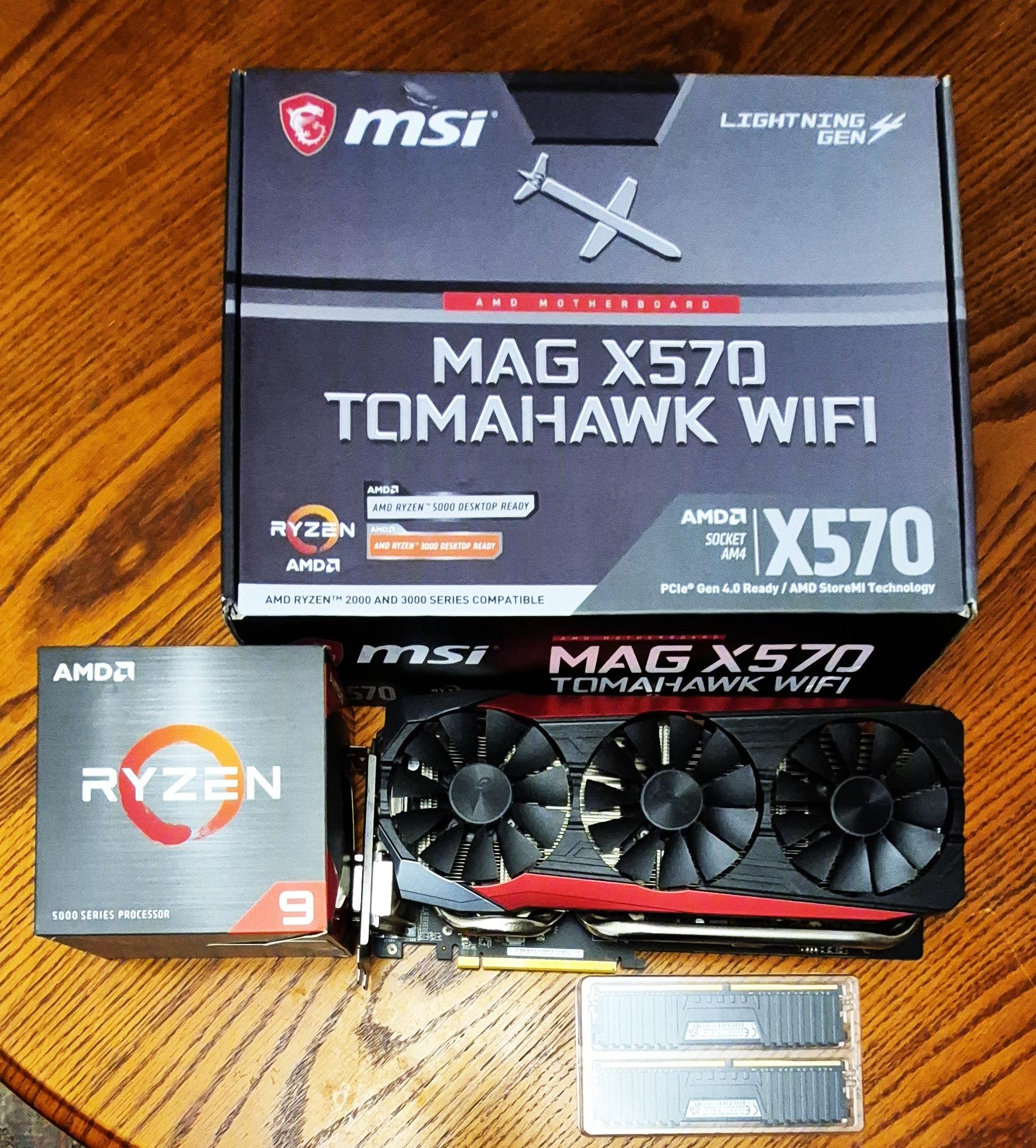 Pre-Owned  MSI X570 Tomahawk, Ryzen 9 5950X, New ARGB ICEMOON Liquid Cooler, 32GB RAM, ASUS 8GB VC
