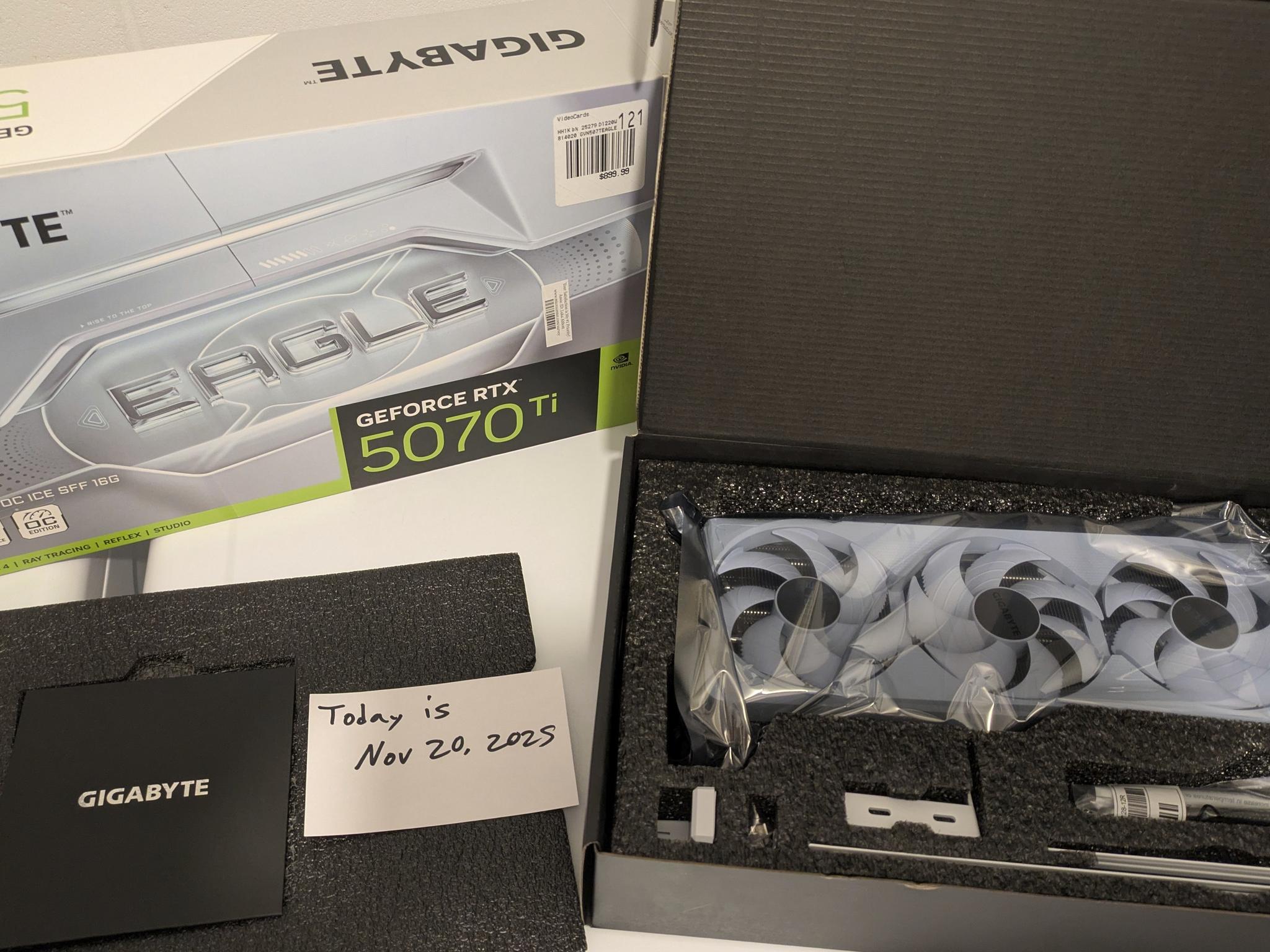 🔥 NEW — Gigabyte NVIDIA GeForce RTX 5070Ti 16G Eagle Ice OC SFF Video Card 🔥