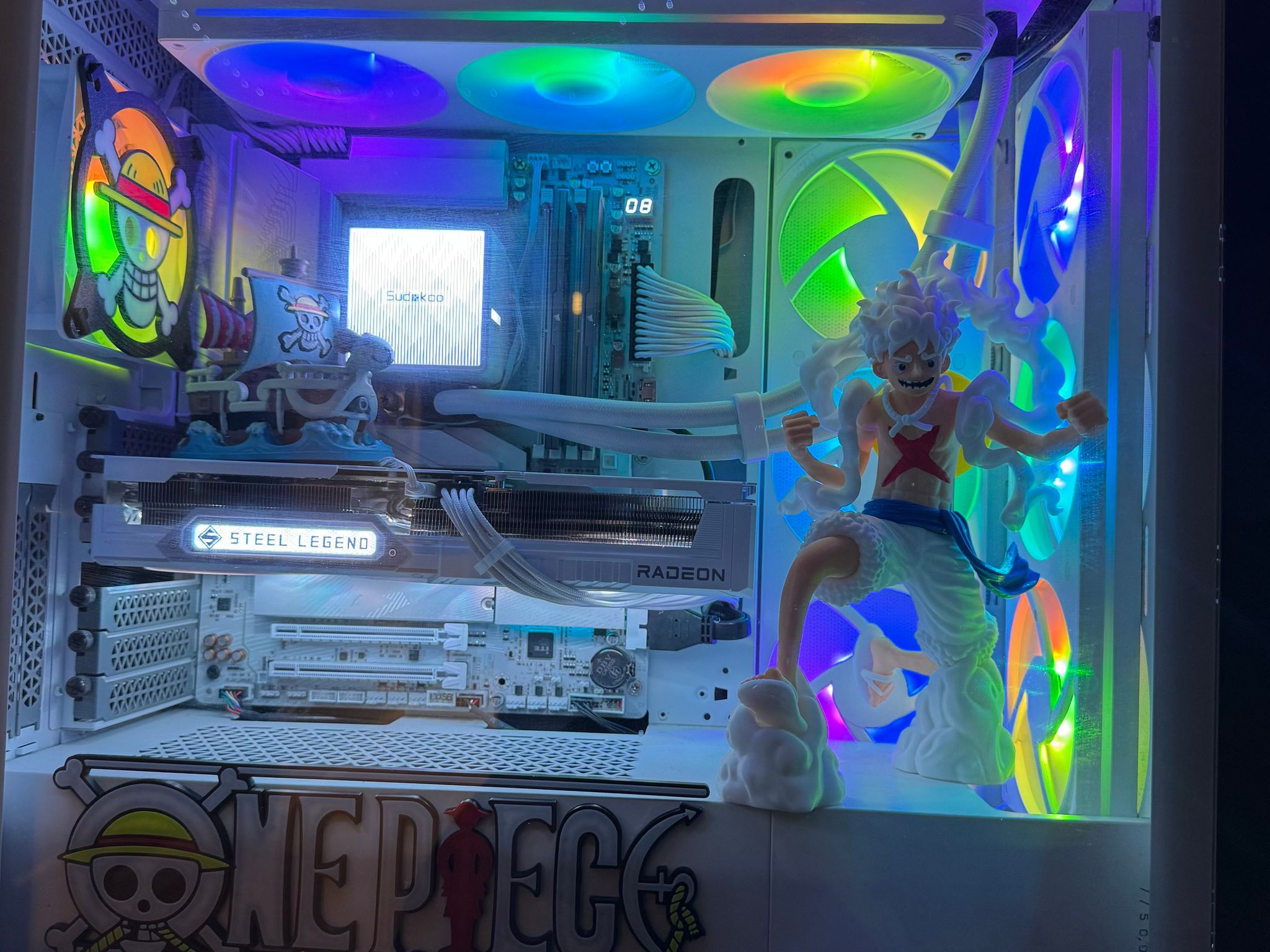 One Piece Inspired White Gaming PC | Gear 5 Theme | Ryzen 5 9600X | RX 9060 XT 16GB | 32GB DDR5 2TB