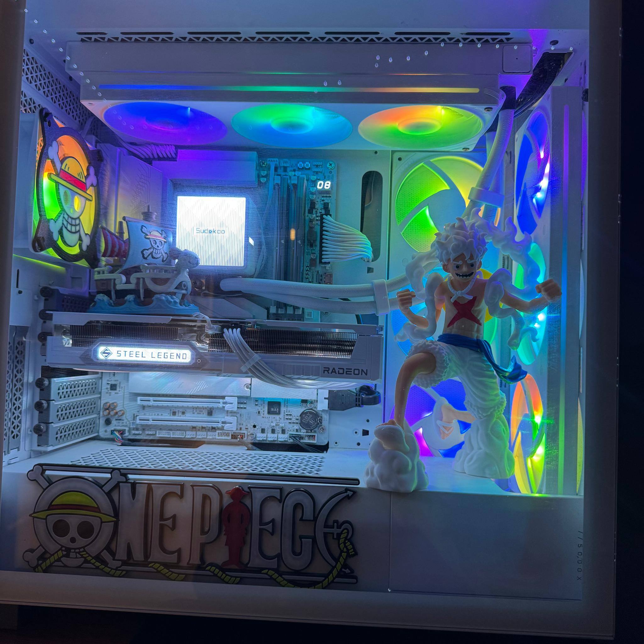 One Piece Inspired White Gaming PC | Gear 5 Theme | Ryzen 5 9600X | RX 9060 XT 16GB | 32GB DDR5 2TB