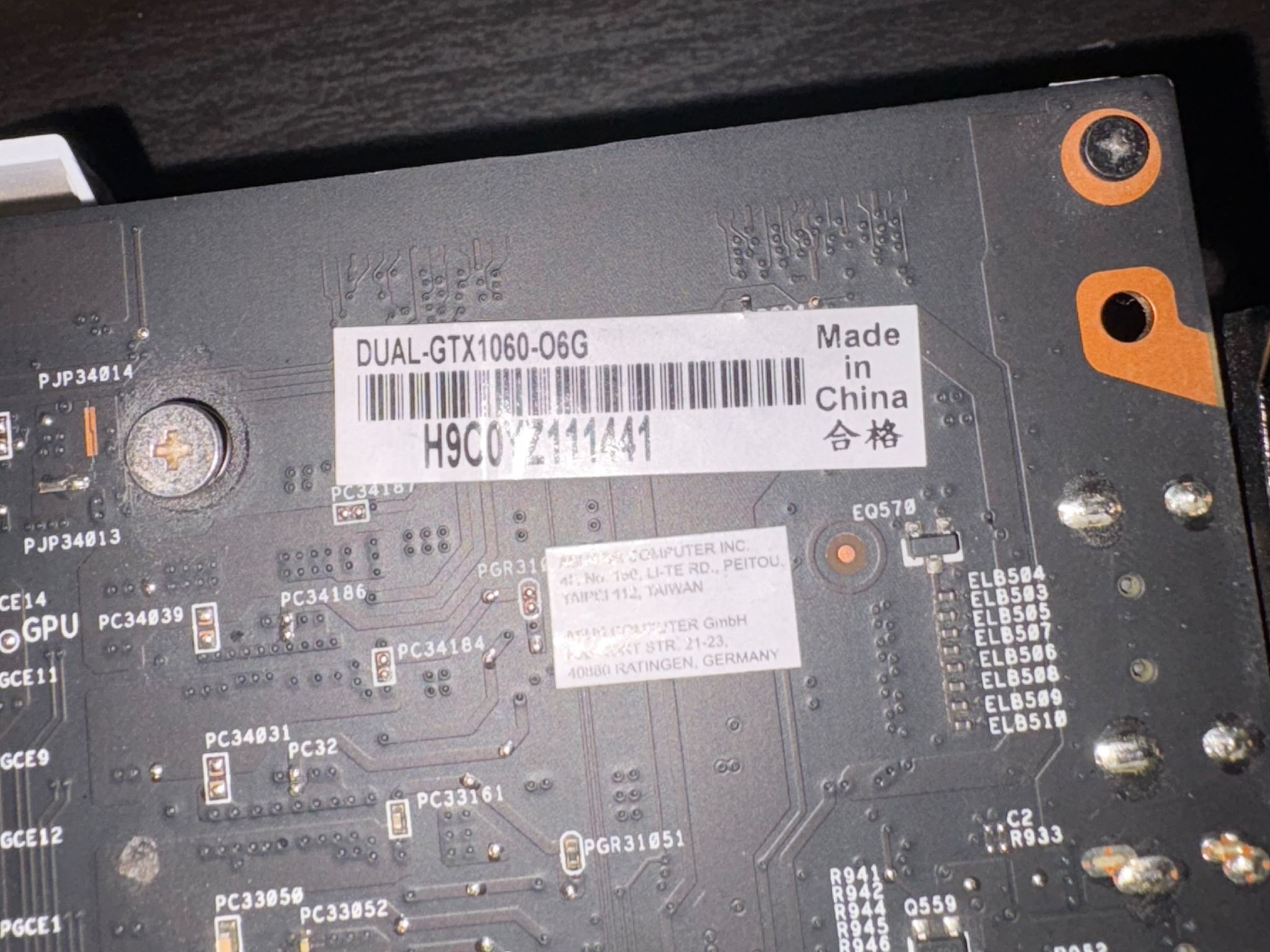 ASUS GTX 1060 6GB GDDR5