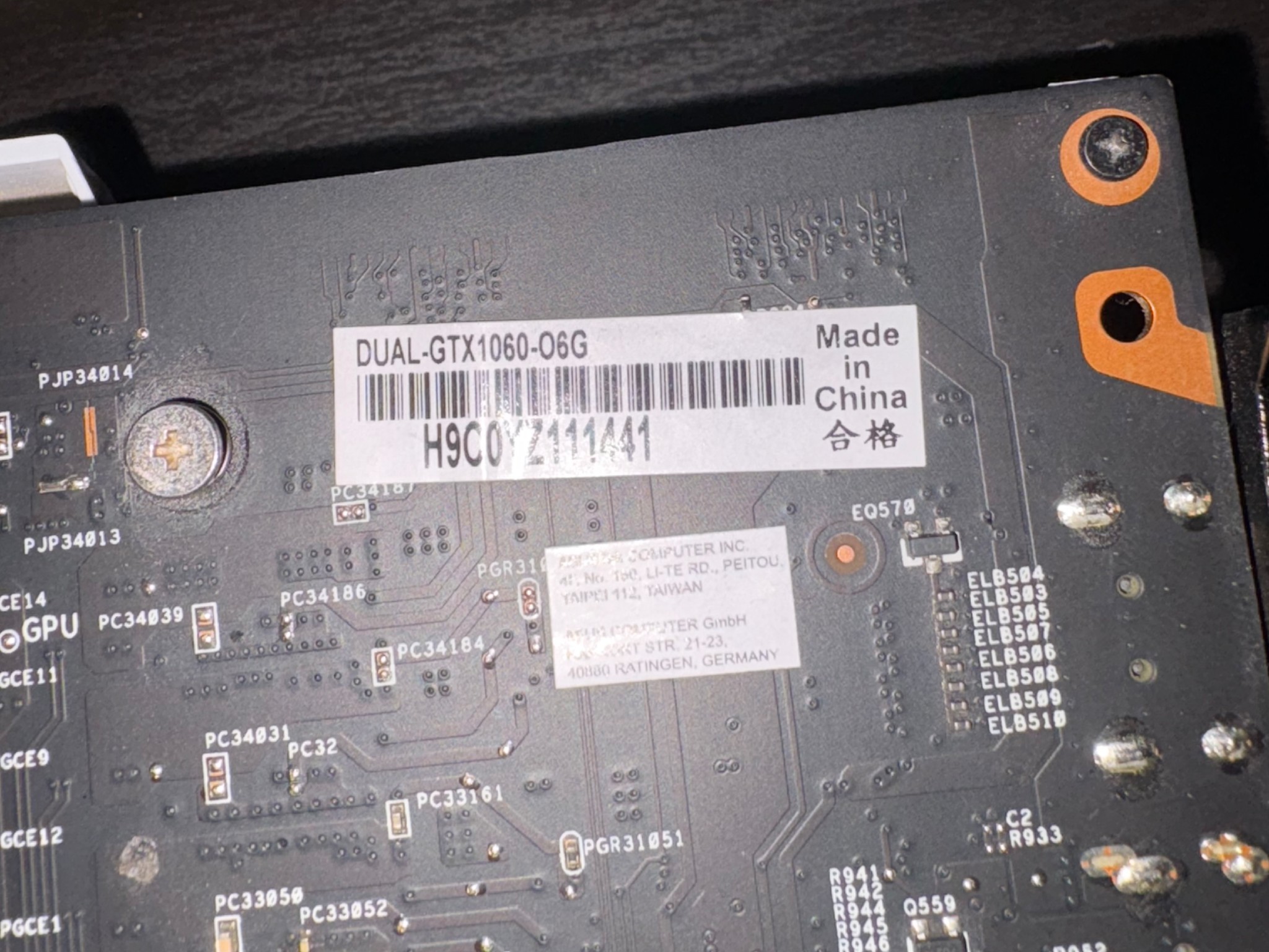 ASUS GTX 1060 6GB GDDR5