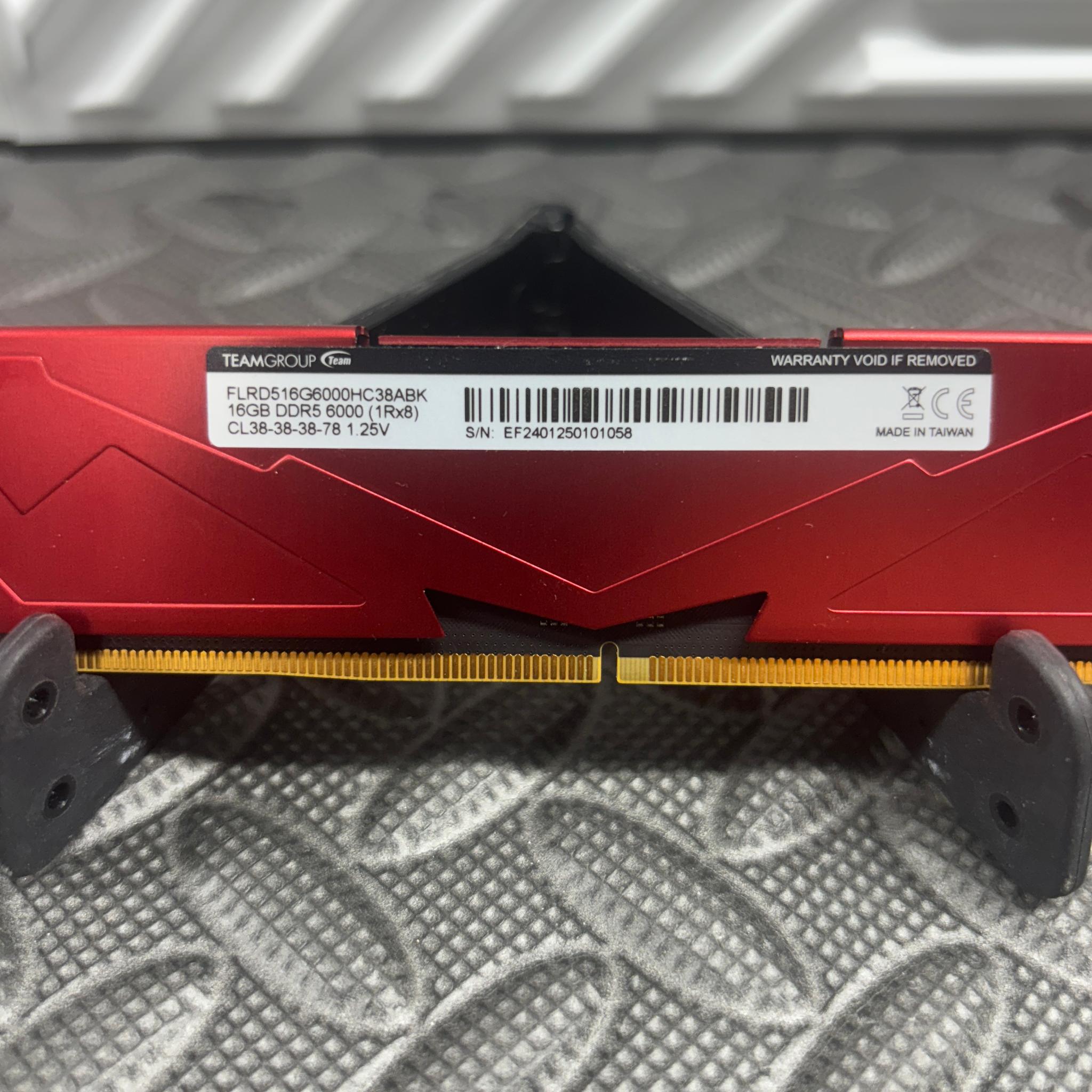 TEAMGROUP T-Force Delta RGB 16GB DDR5-6000 CL38 Desktop RAM | Red | FLRD516G6000HC38ABK