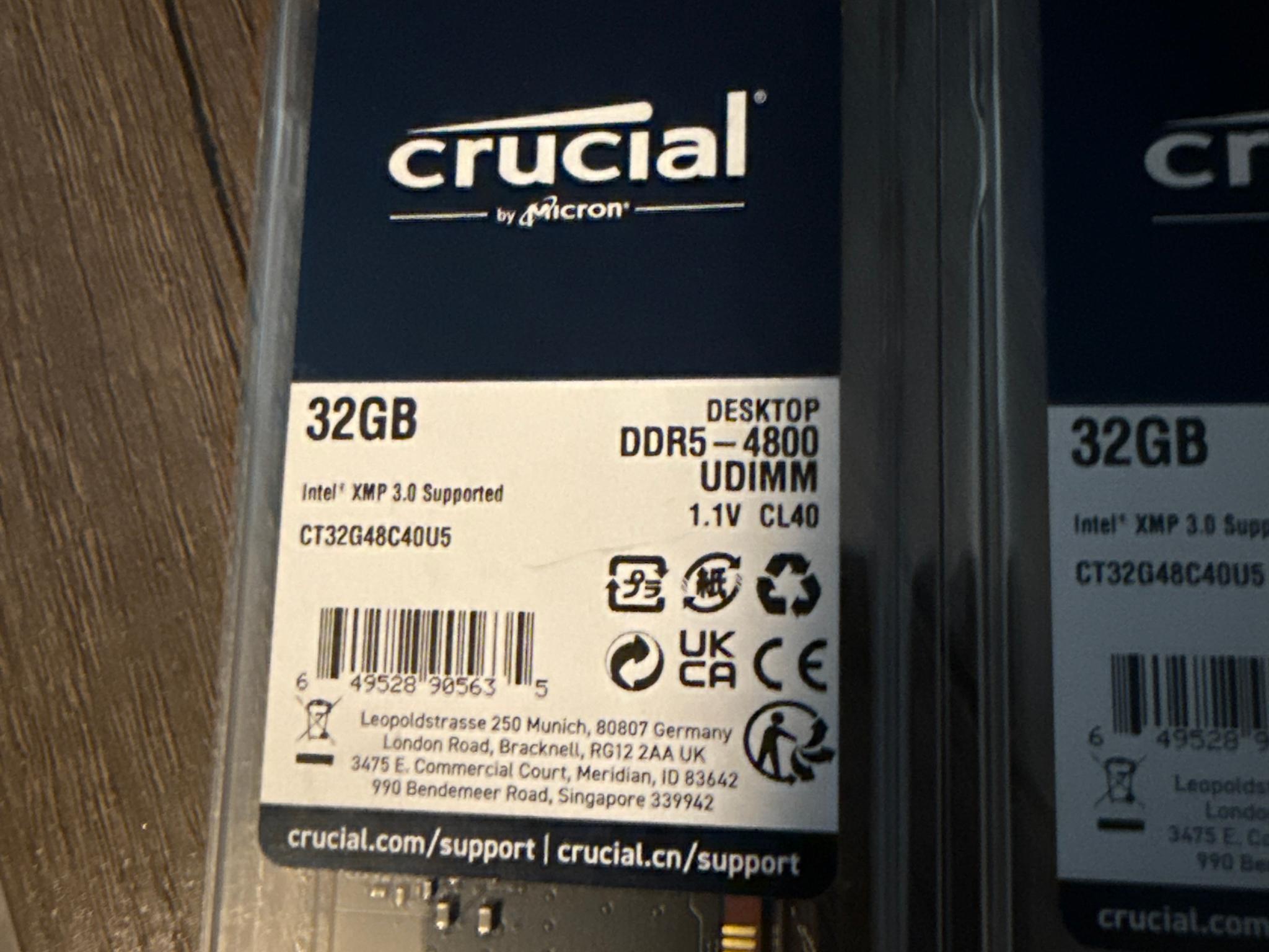 2x Crucial 32GB DDR5