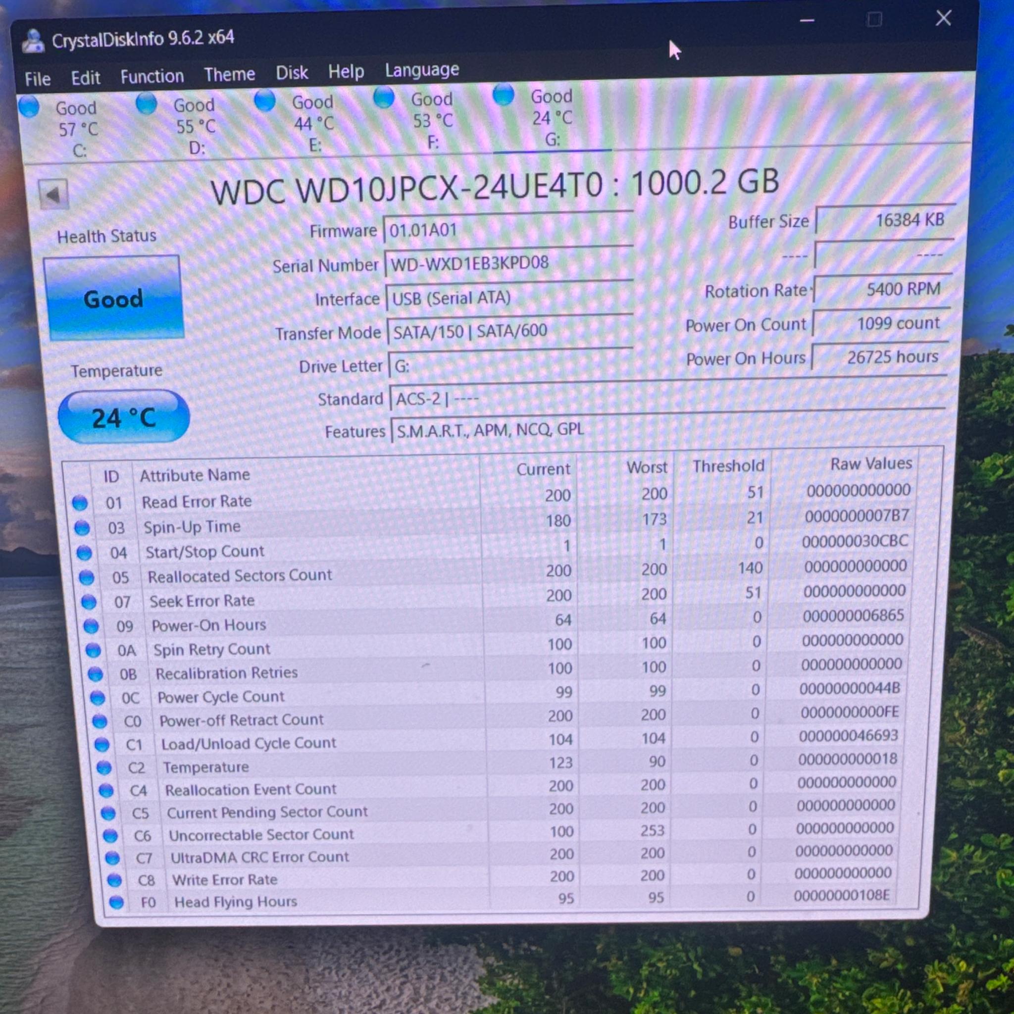 1TB Western Digital 2.5” HDD WD10JPCX