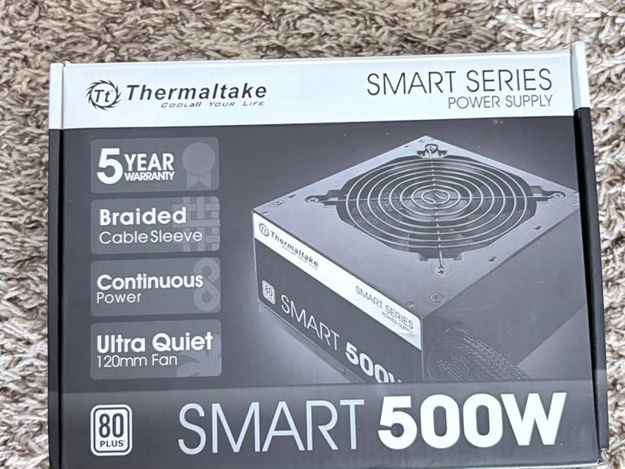 Thermaltake Smart 500W Power Supply — 80 Plus, Braided Cables