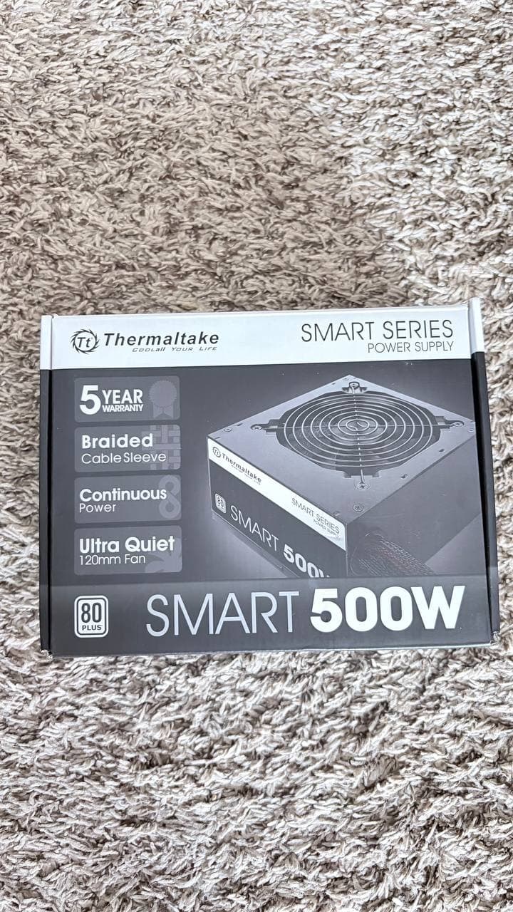Thermaltake Smart 500W Power Supply — 80 Plus, Braided Cables