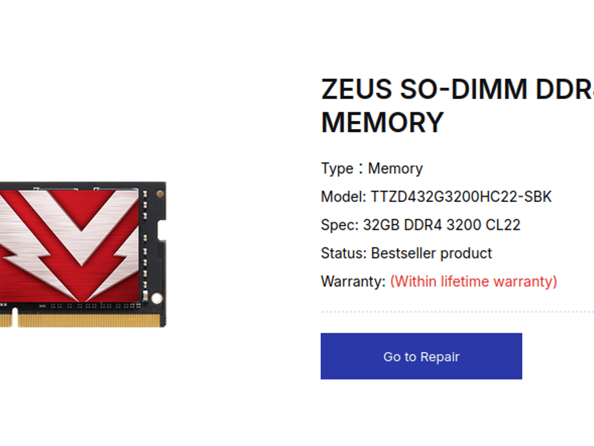 1 x 32GB DDR4 3200mhz SODIMM