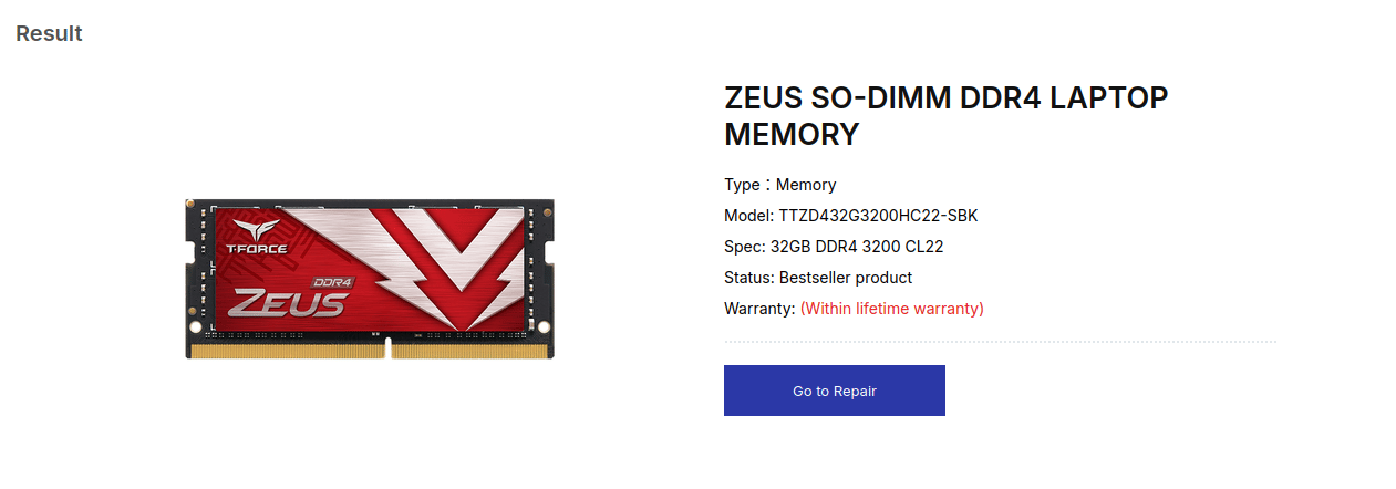 1 x 32GB DDR4 3200mhz SODIMM