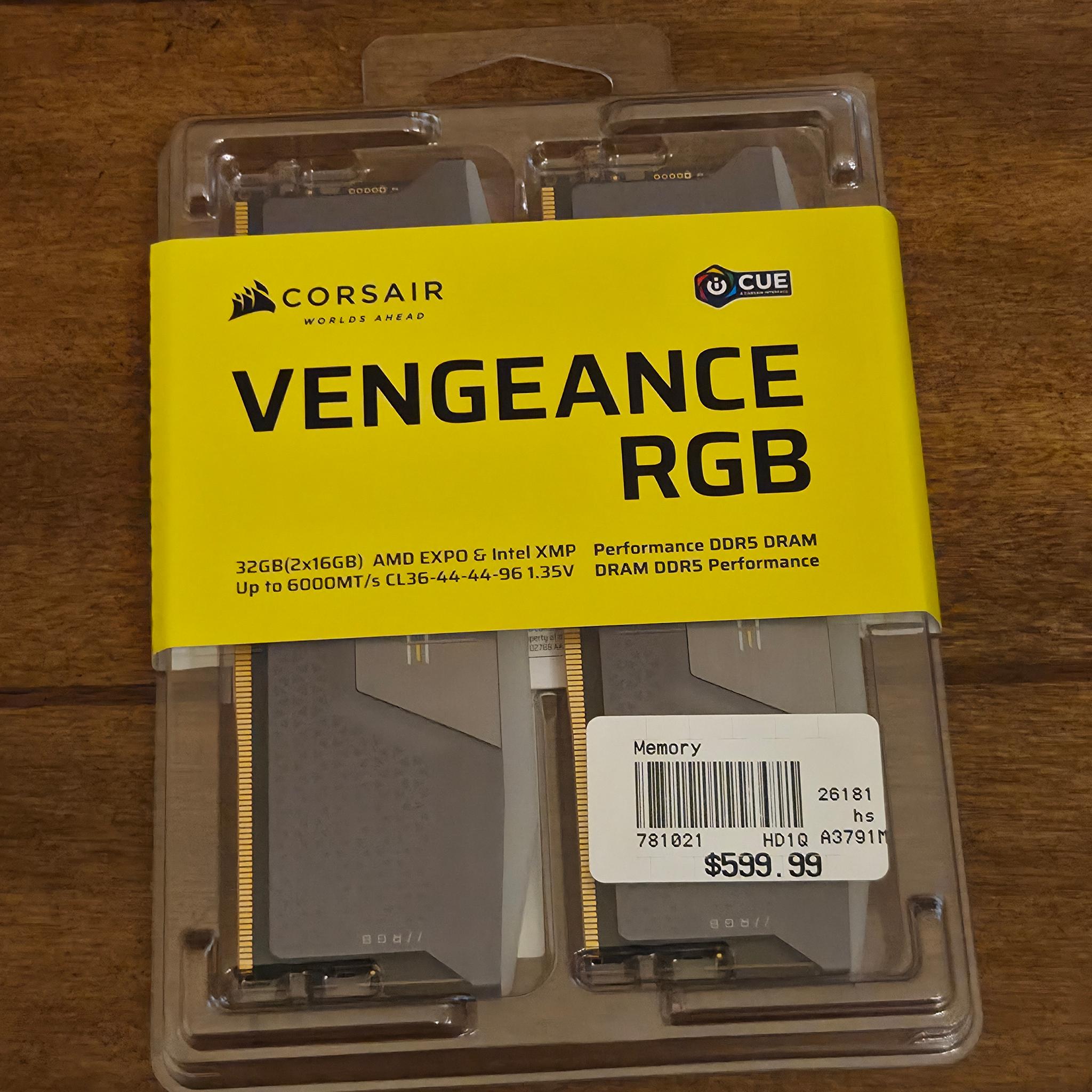 Corsair Vengeance RGB 6000cl36 16GB Ram (1x16gb) CL36-44-44-96 XMP & Expo Compatible