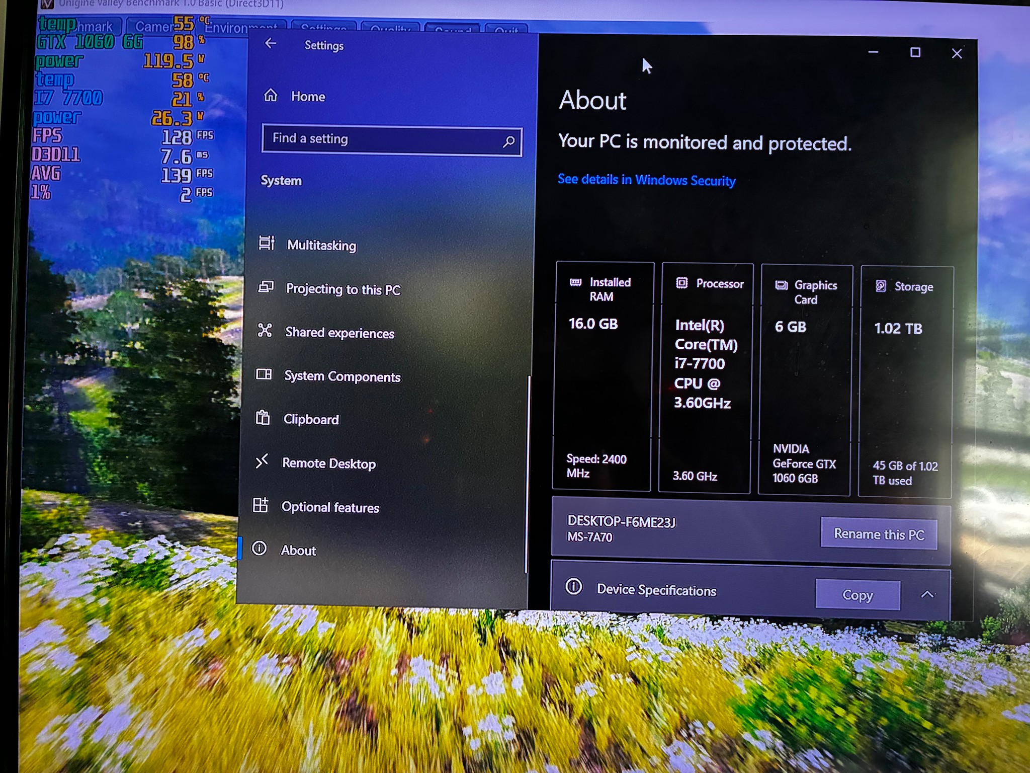 GAMING PC/WINDOWS 10/ GTX 1060/I7/16GB DDR4