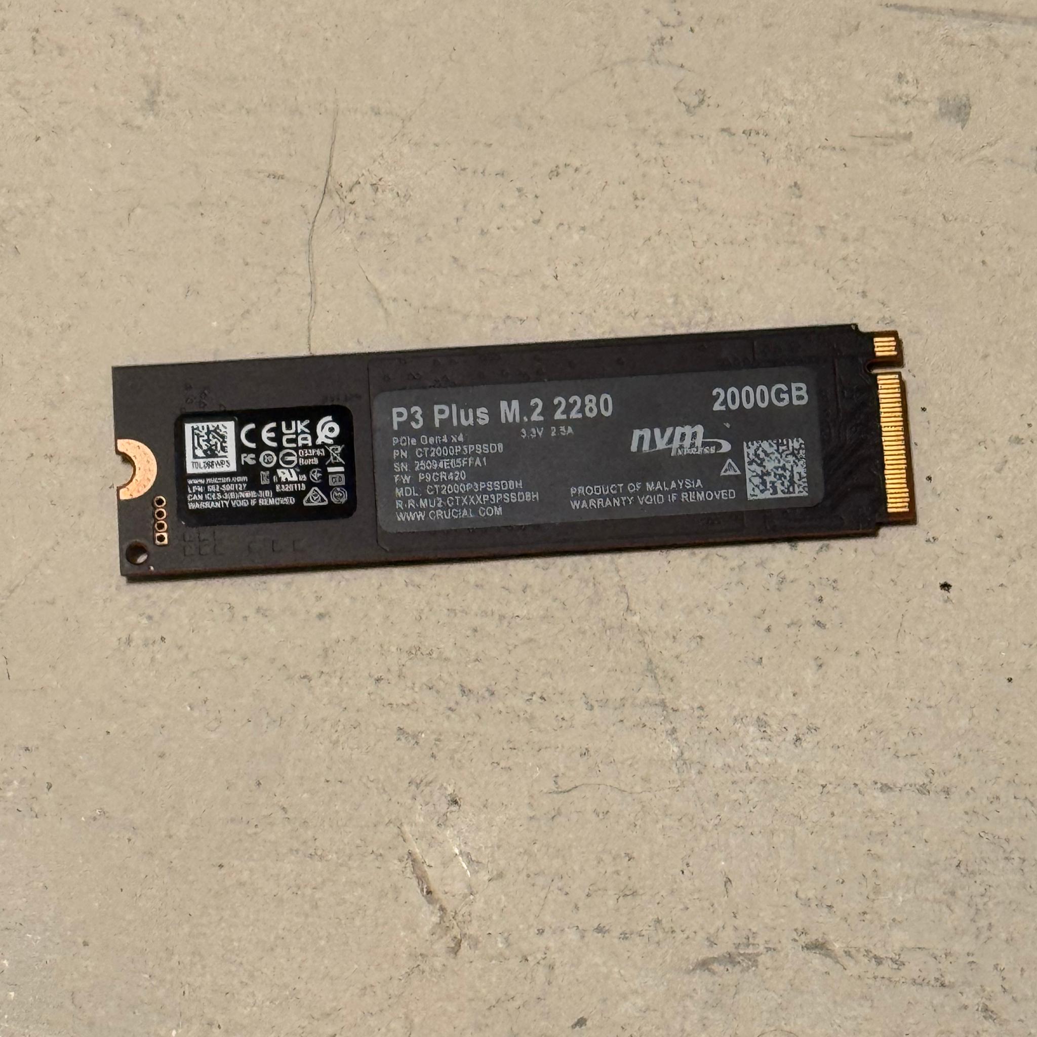 Crucial P3 Plus 2TB m.2 NVME SSD PCIE 4