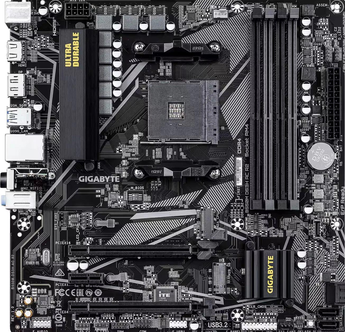 NEW GIGABYTE B550M DS3H AC R2 AM4 AMD B550 Micro ATX Motherboard