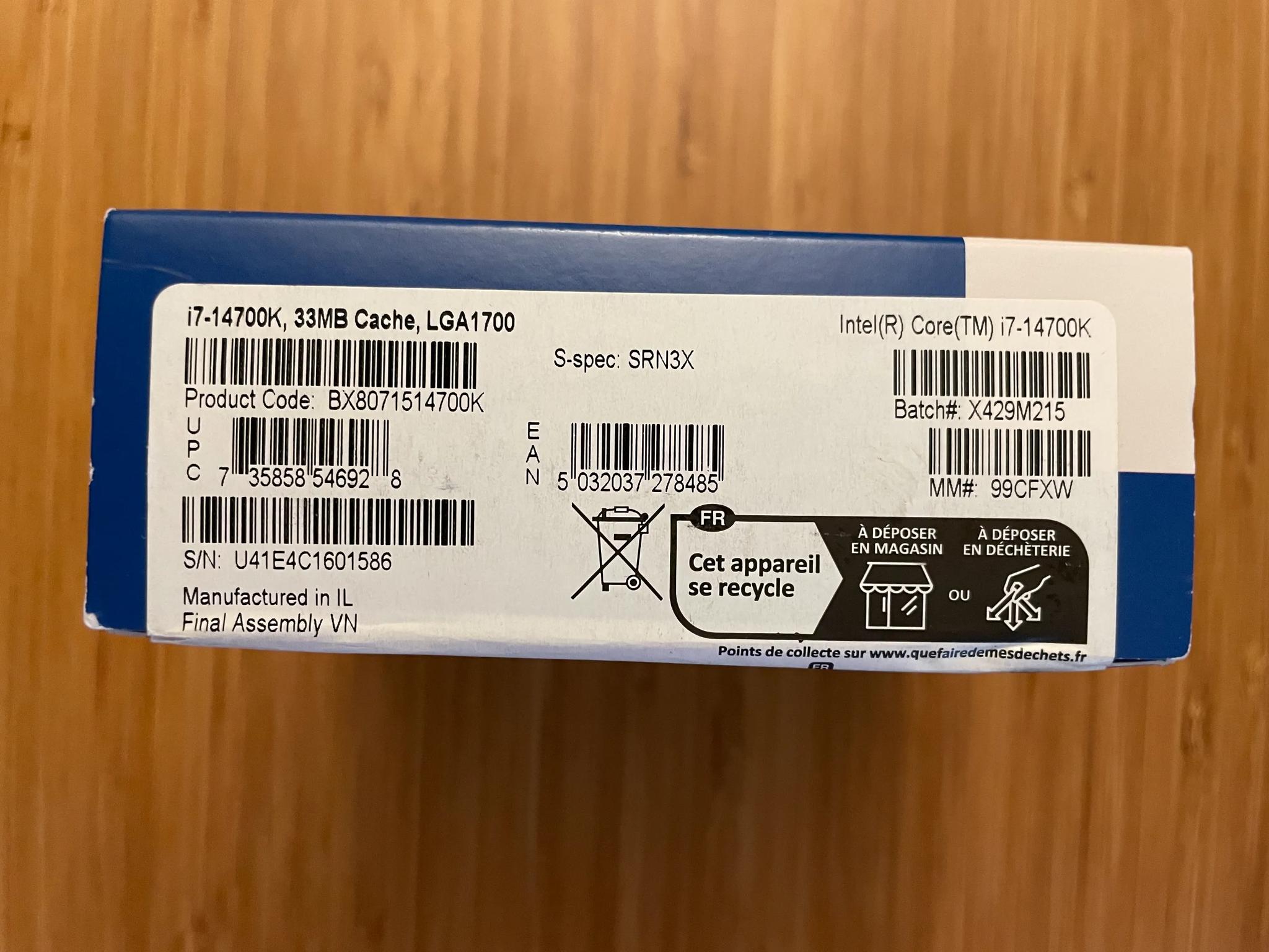 Intel Core i7-14700K CPU (New - Factory Sealed)